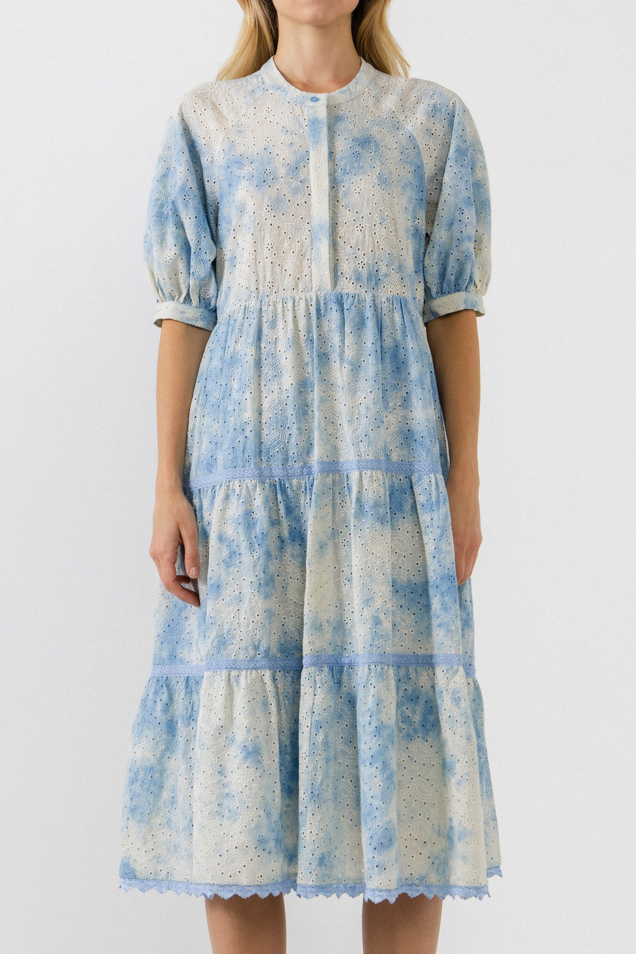 FREE THE ROSES - Paisley Eyelet Midi Dress with Tie dye Effect - DRESSES available at Objectrare
