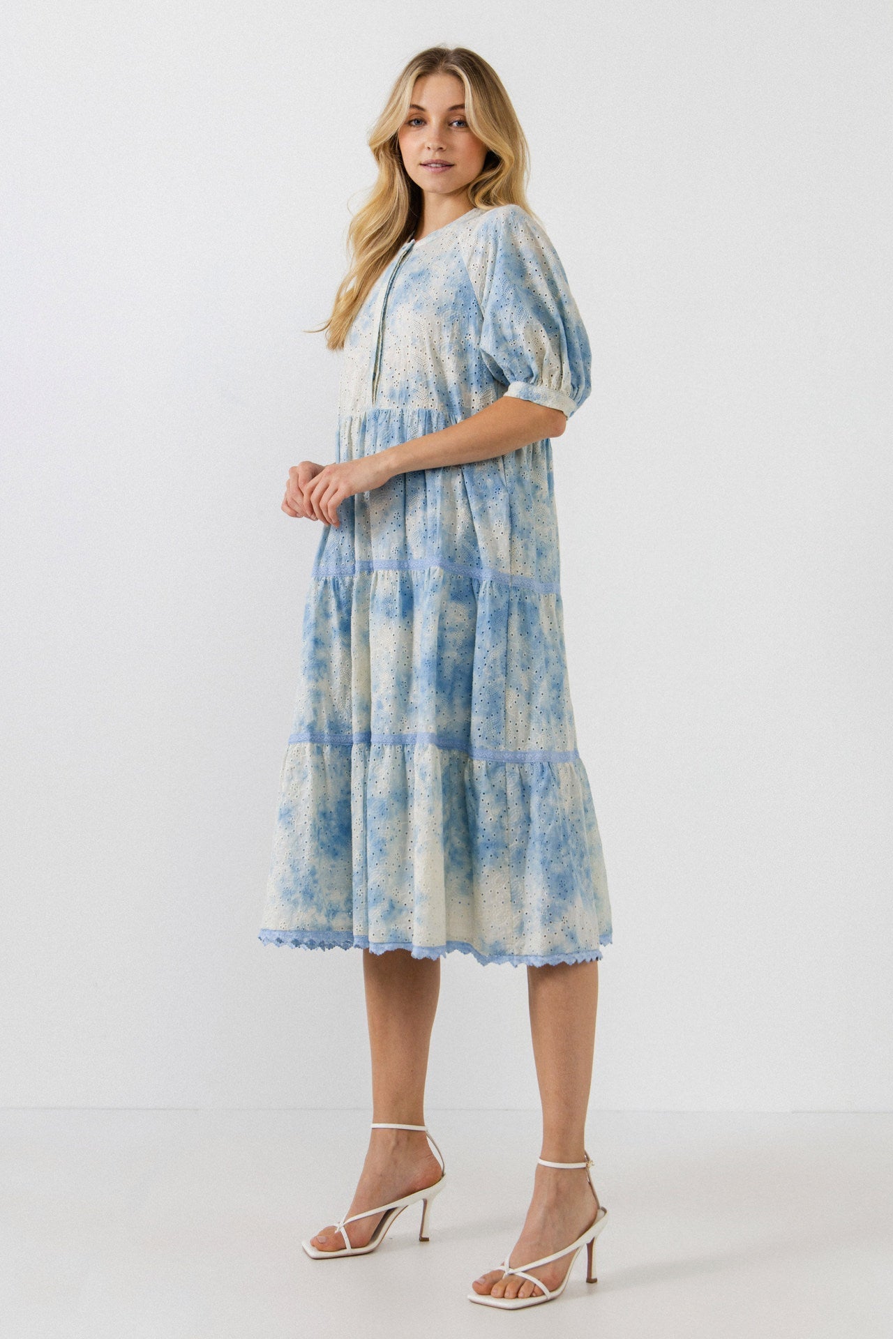 FREE THE ROSES - Paisley Eyelet Midi Dress with Tie dye Effect - DRESSES available at Objectrare