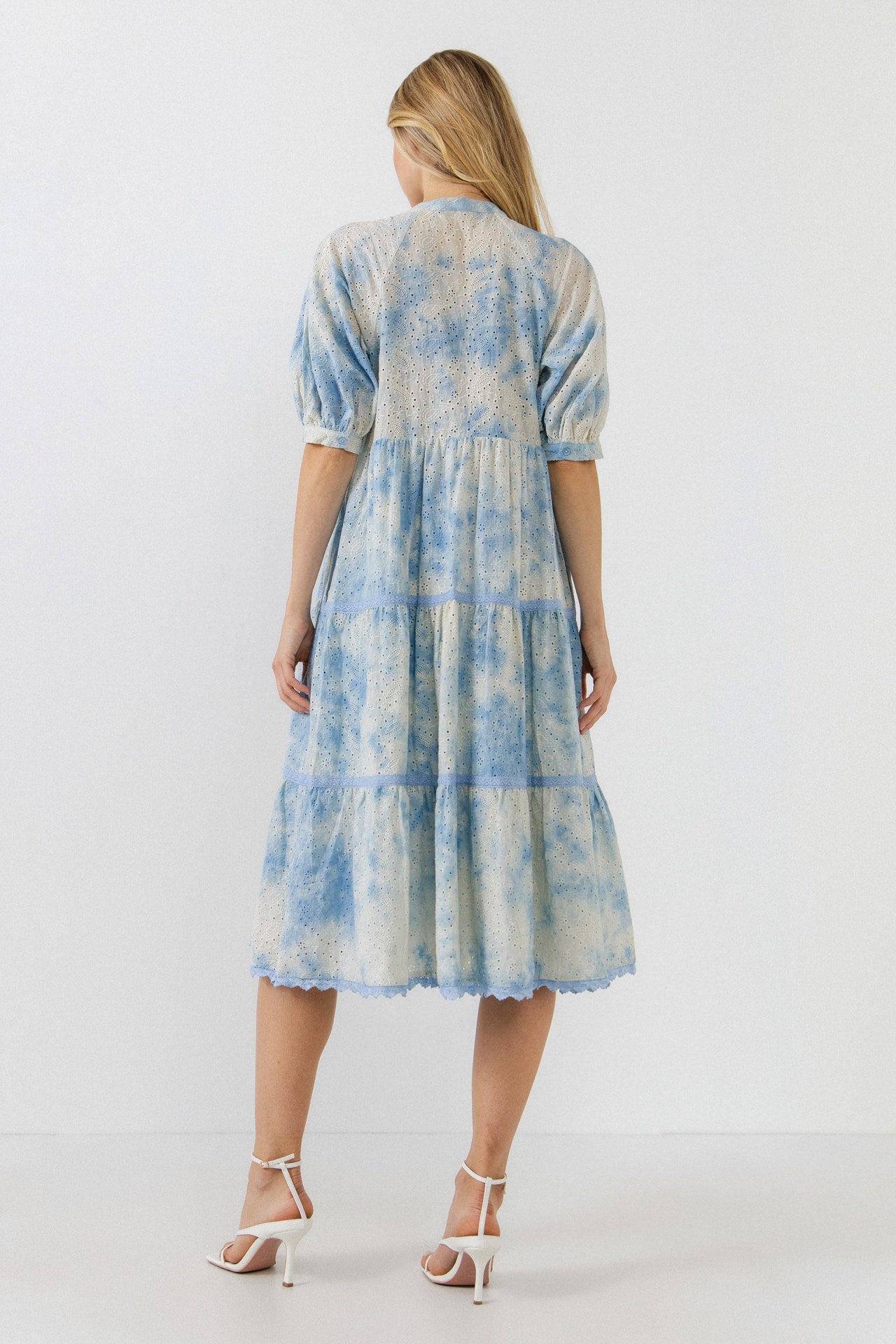 FREE THE ROSES - Paisley Eyelet Midi Dress with Tie dye Effect - DRESSES available at Objectrare