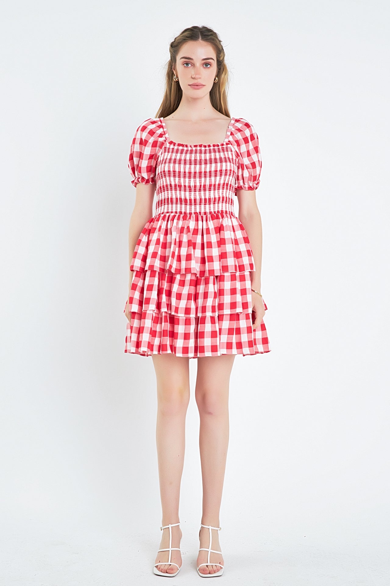 ENGLISH FACTORY - Gingham Square Neck Mini Dress - DRESSES available at Objectrare
