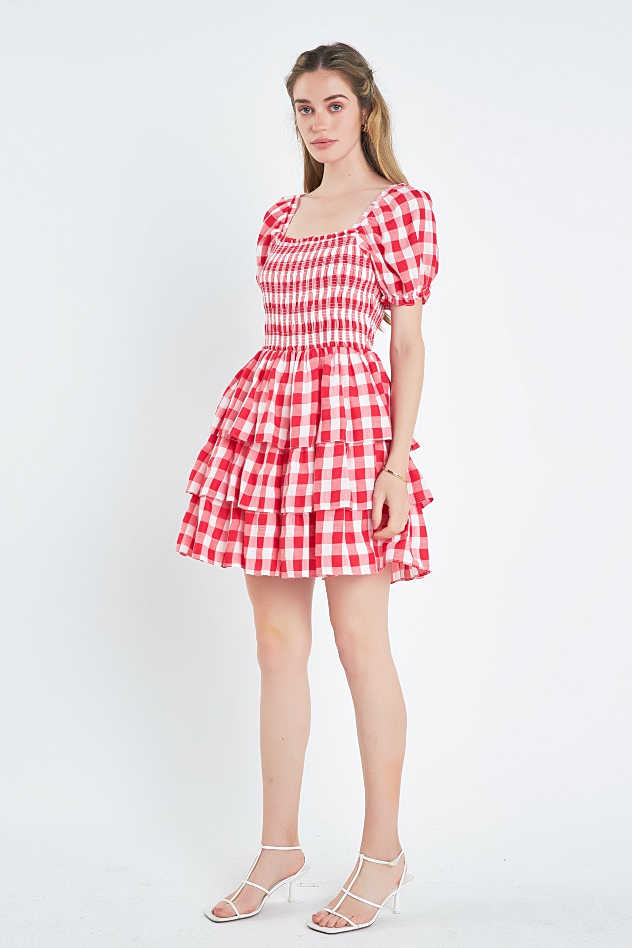 ENGLISH FACTORY - Gingham Square Neck Mini Dress - DRESSES available at Objectrare