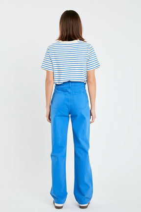 ENGLISH FACTORY - Color Full Length Wide Leg Jean - JEANS available at Objectrare