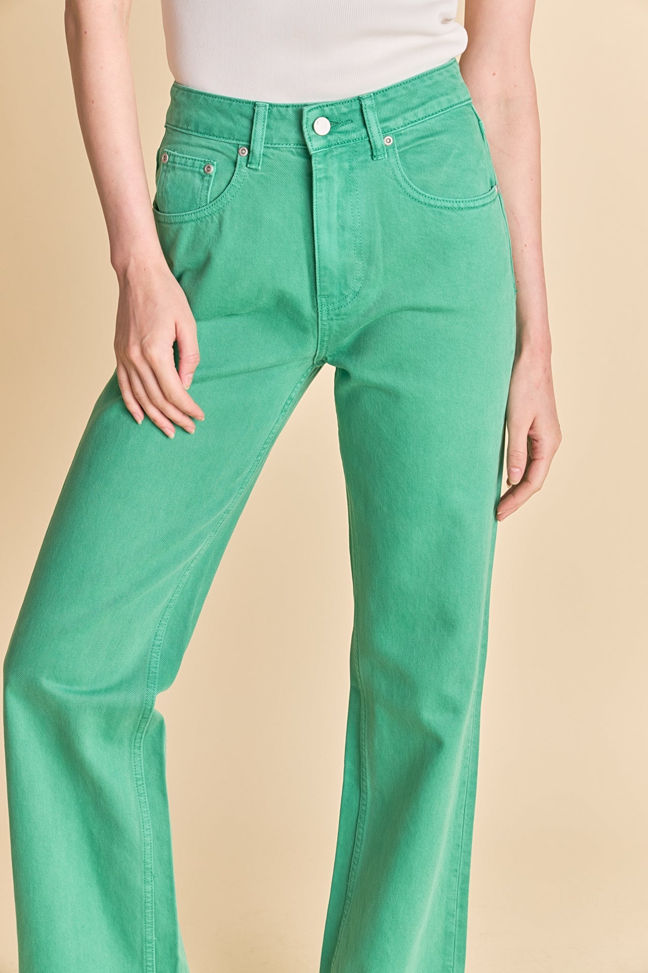 ENGLISH FACTORY - Color Full Length Wide Leg Jean - JEANS available at Objectrare