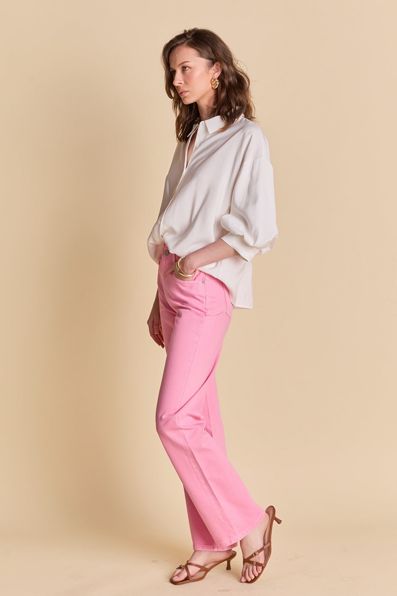 ENGLISH FACTORY - Color Full Length Wide Leg Jean - JEANS available at Objectrare