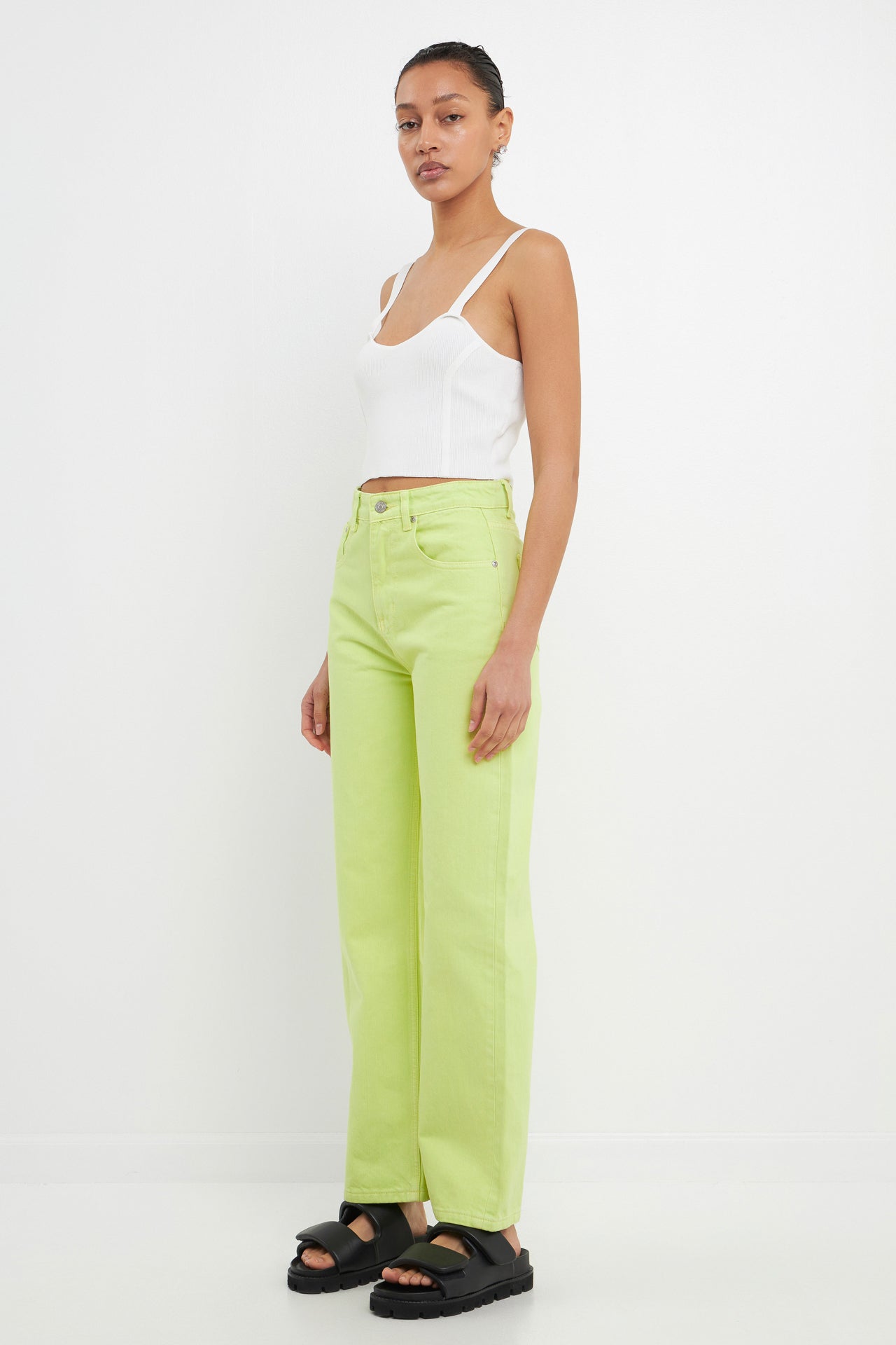 GREY LAB - Color Full Length Wide Leg Jean - JEANS available at Objectrare