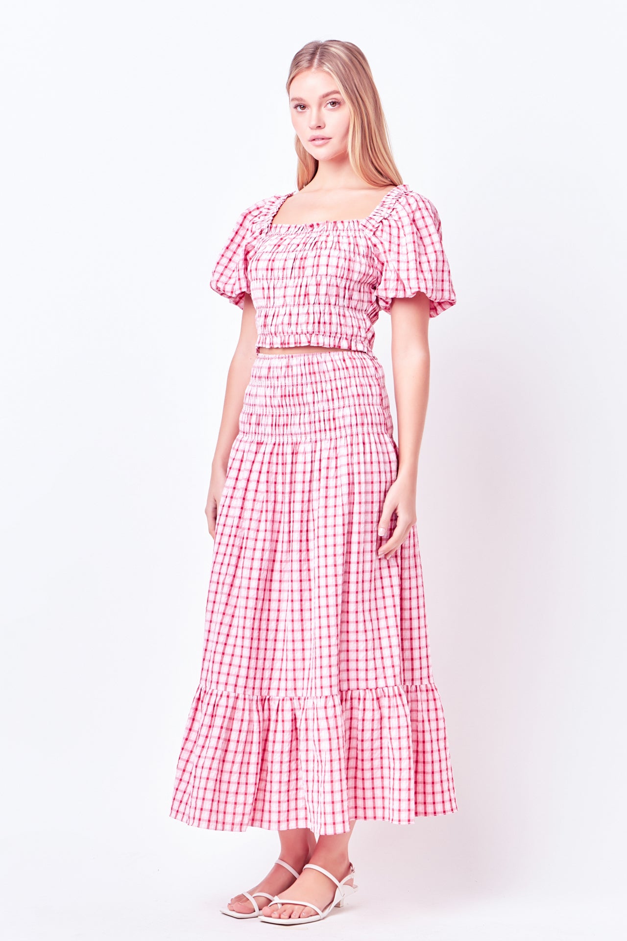 ENGLISH FACTORY - Check Smocked Maxi Skirt - SKIRTS available at Objectrare