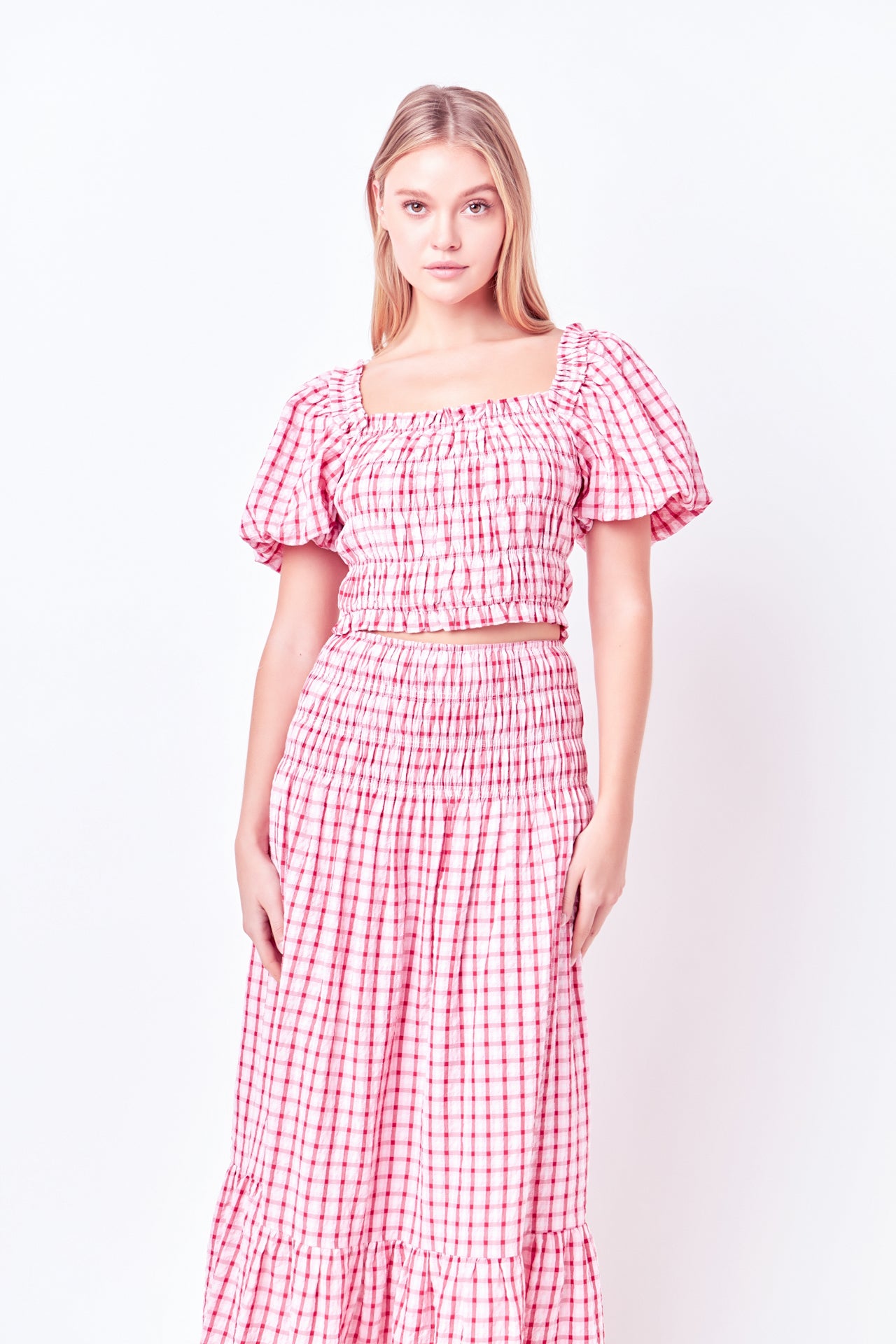 ENGLISH FACTORY - Check Smocked Maxi Skirt - SKIRTS available at Objectrare