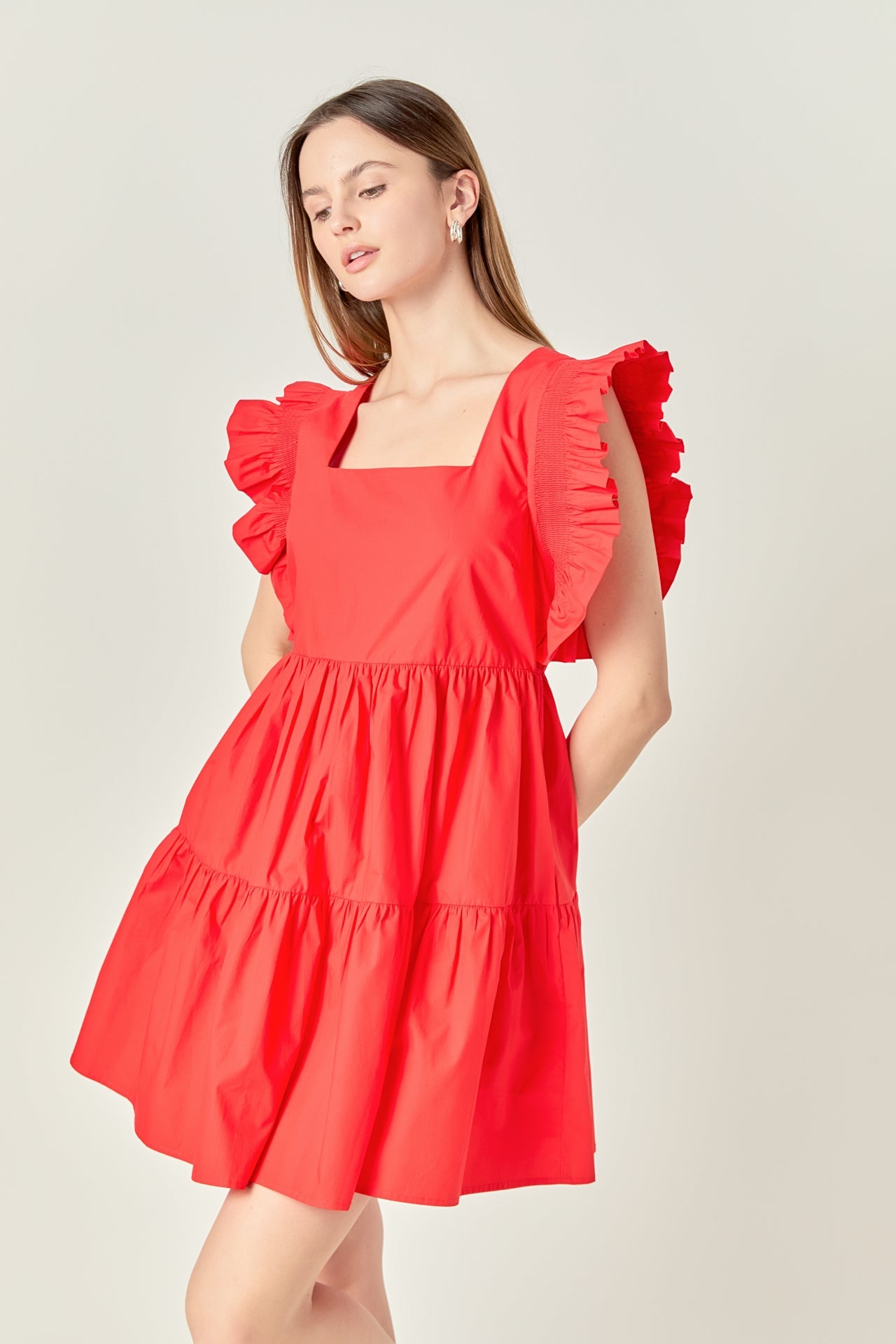Ruffled Dress with Smocking Detail