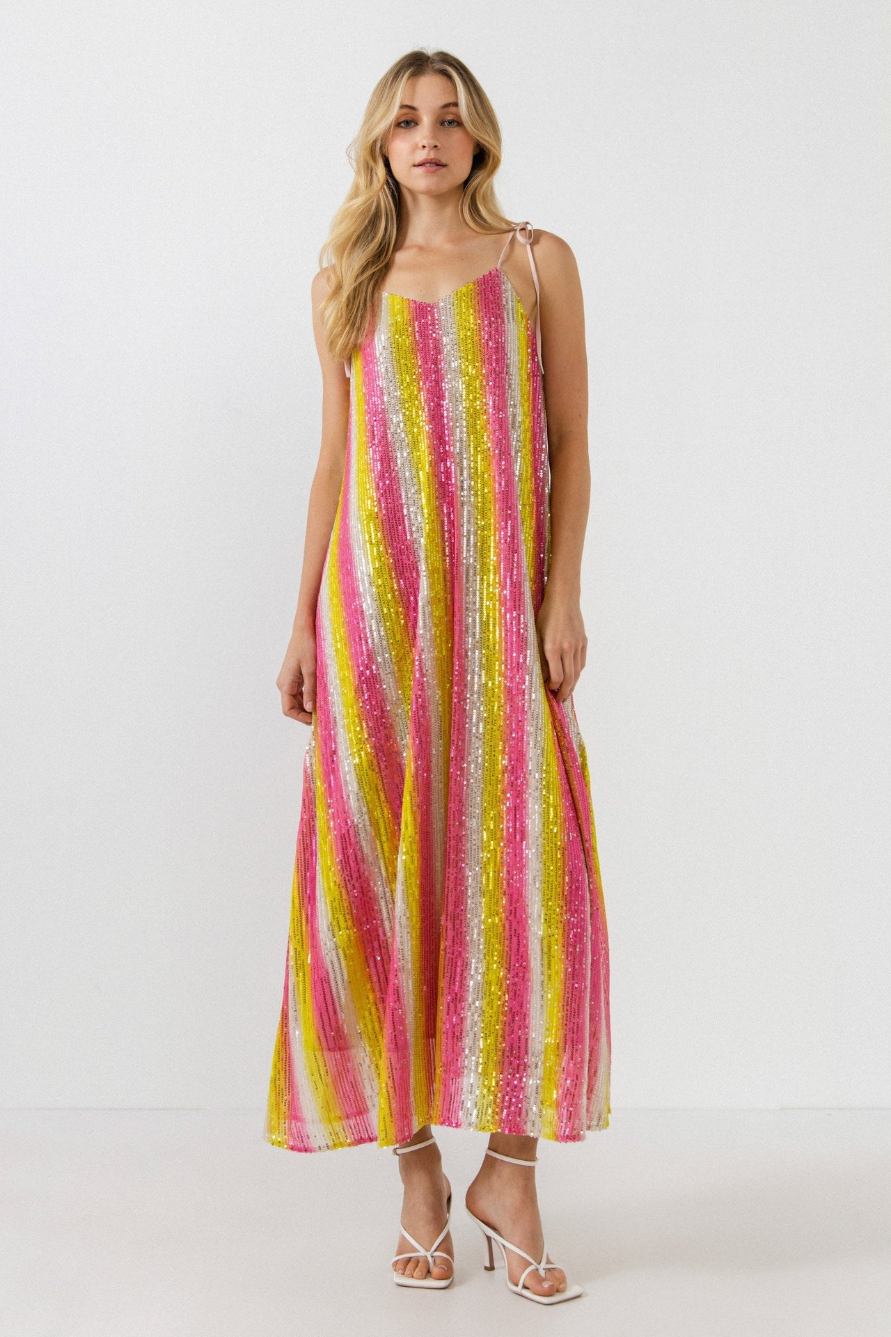 ENDLESS ROSE - Striped Sequin Maxi Dress - DRESSES available at Objectrare