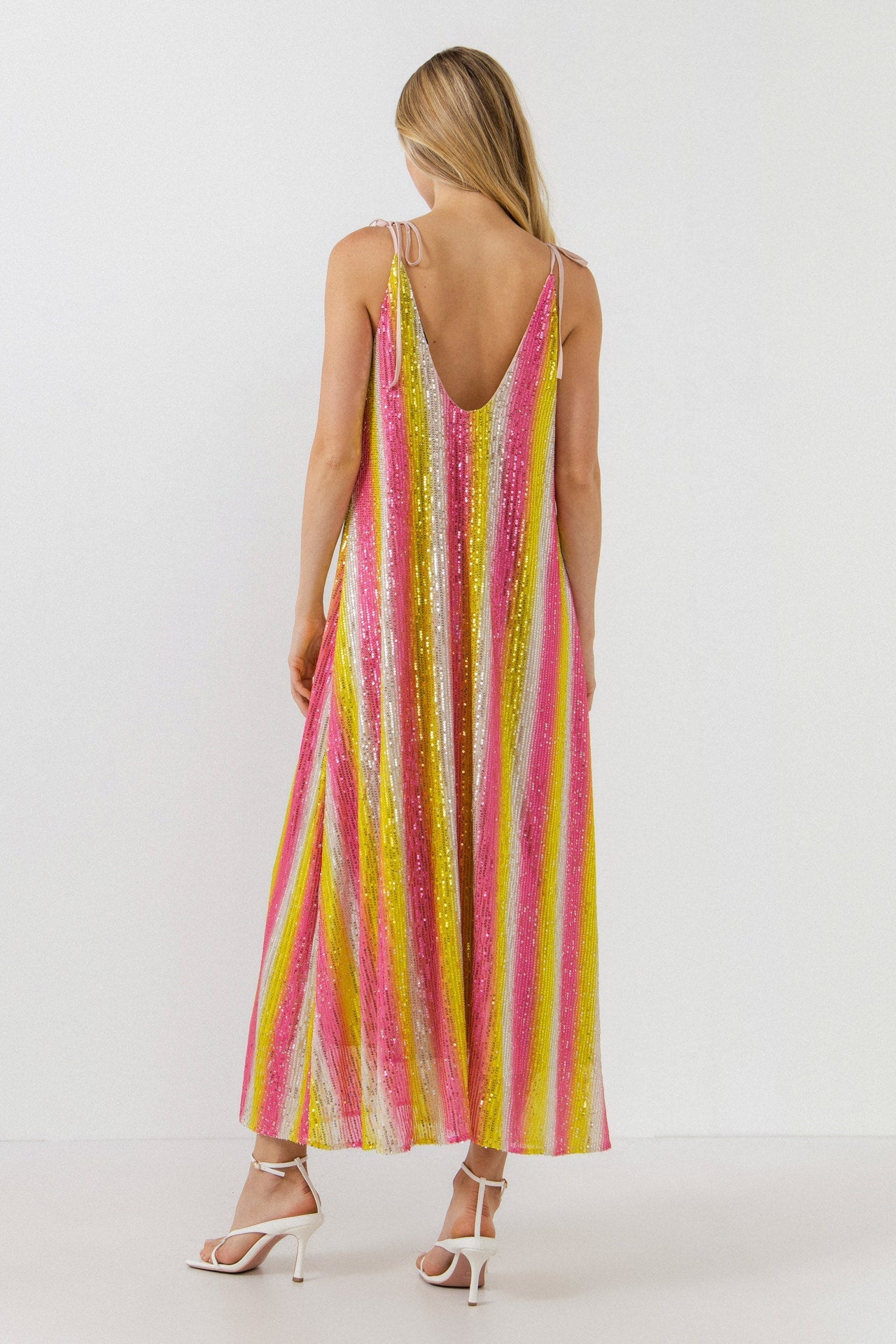 ENDLESS ROSE - Striped Sequin Maxi Dress - DRESSES available at Objectrare