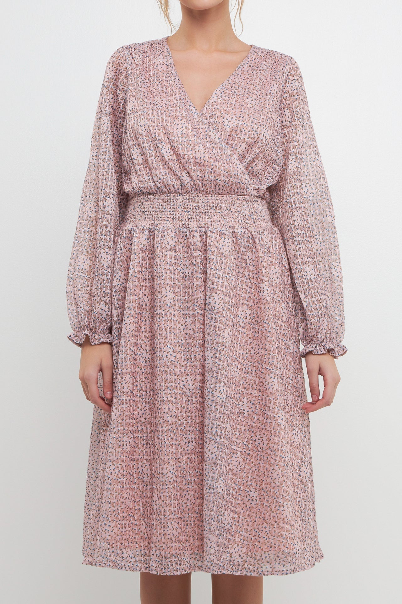 FREE THE ROSES - Floral Waist Smocked Midi Dress - DRESSES available at Objectrare