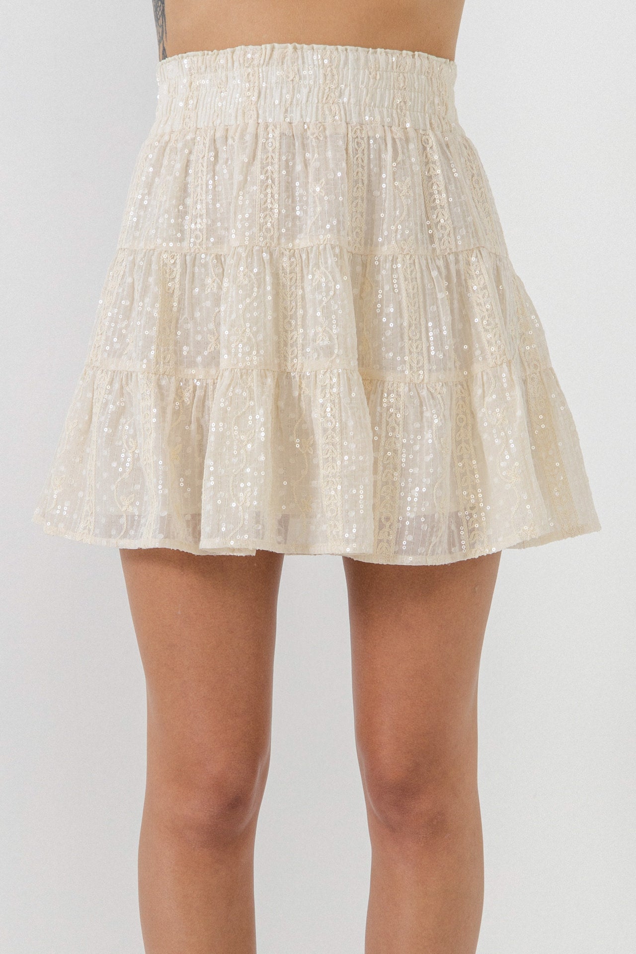 FREE THE ROSES - Embroidered Sequins Skirt - SKIRTS available at Objectrare