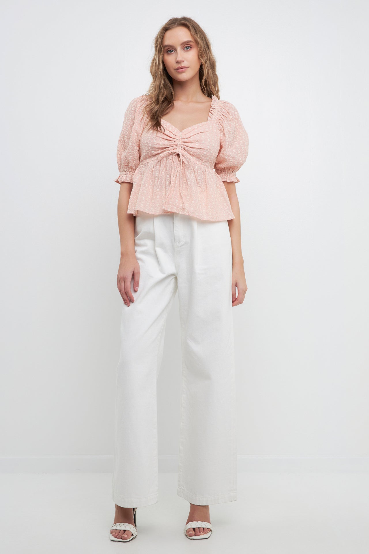 FREE THE ROSES - Embroidered Sweetheart Top with Puff Sleeves - TOPS available at Objectrare