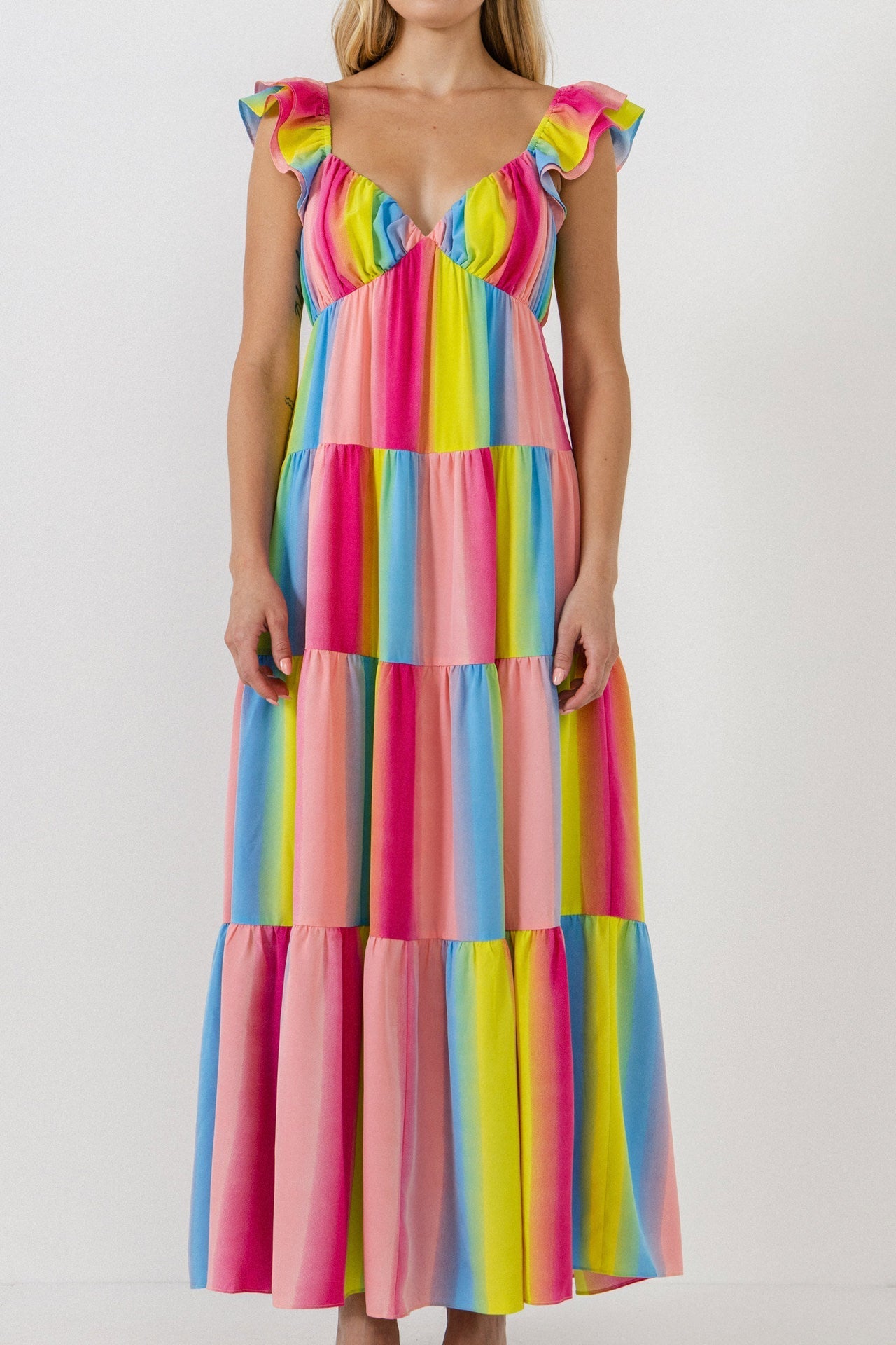 ENDLESS ROSE - Ombre Stripe Maxi Dress - DRESSES available at Objectrare