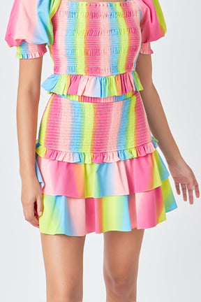 ENDLESS ROSE - Ombre Stripe Smocked Skirt - SKIRTS available at Objectrare