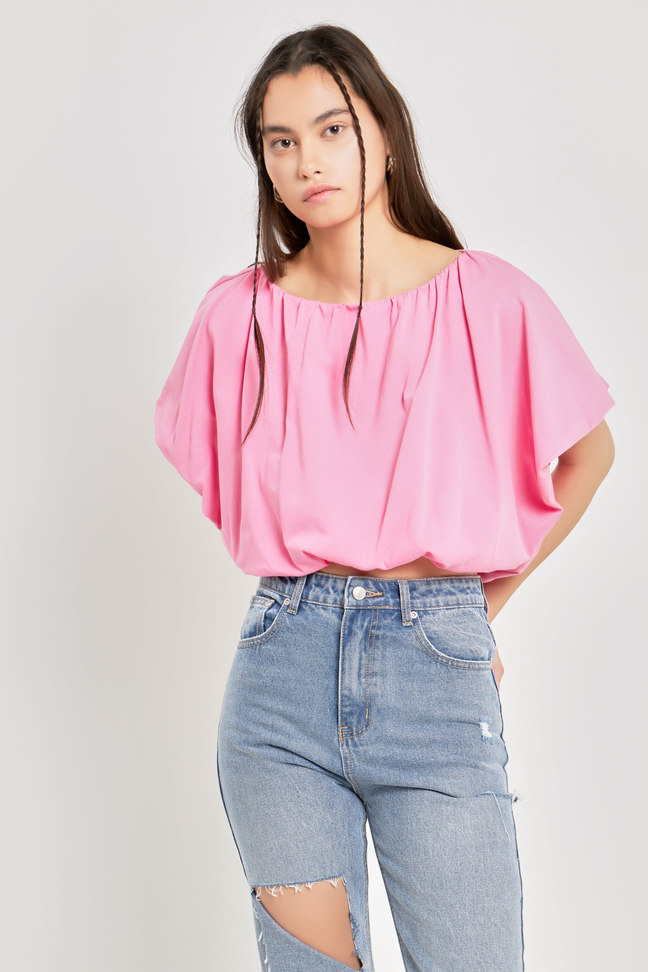 GREY LAB - Two-way Neckline Balloon T-Shirts - TOPS available at Objectrare