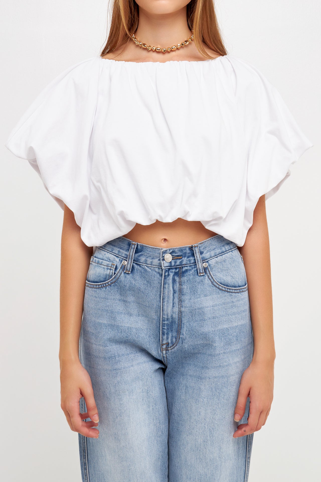 GREY LAB - Two-way Neckline Balloon T-Shirts - TOPS available at Objectrare