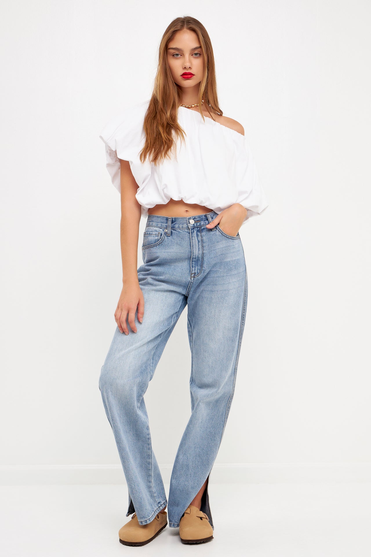 GREY LAB - Two-way Neckline Balloon T-Shirts - TOPS available at Objectrare
