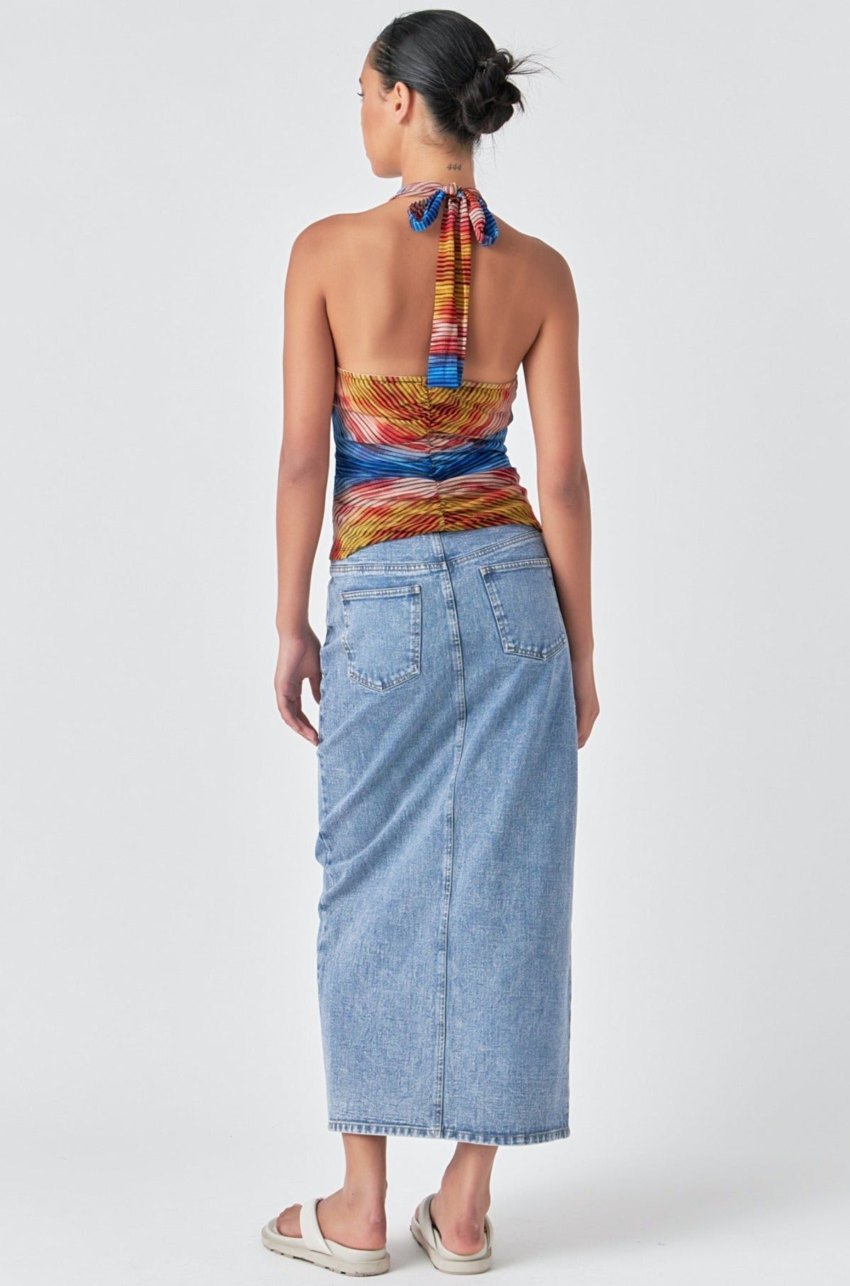GREY LAB - Striped Mesh Halter Top - TOPS available at Objectrare