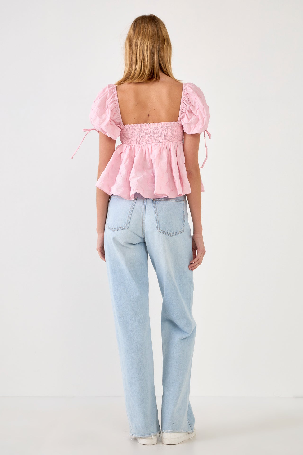 ENGLISH FACTORY - Women's Woven Puff Sleeve Peplum Blouse - TOPS available at Objectrare