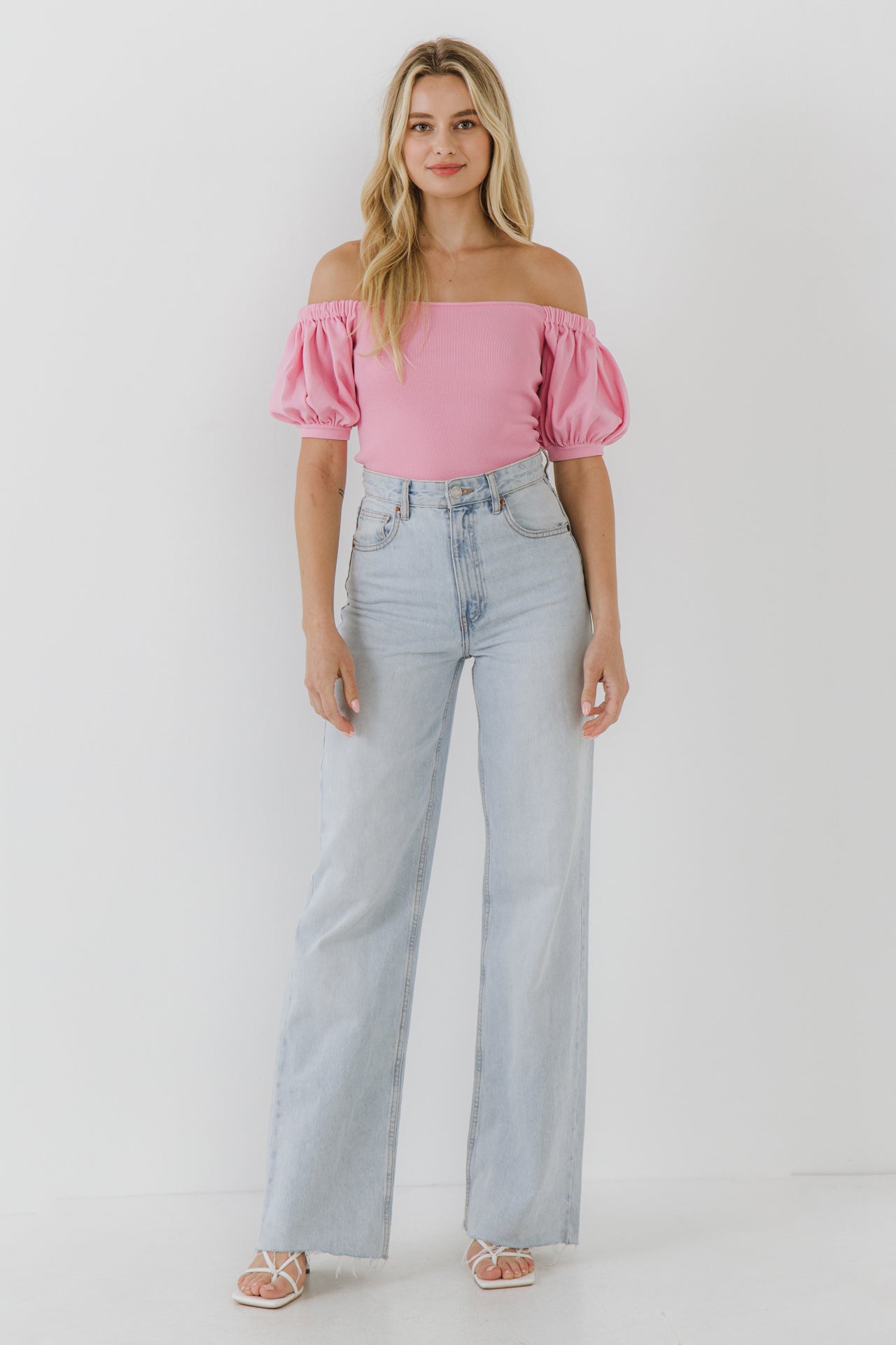 GREY LAB - Knitted Top With Puff Sleeves - TOPS available at Objectrare