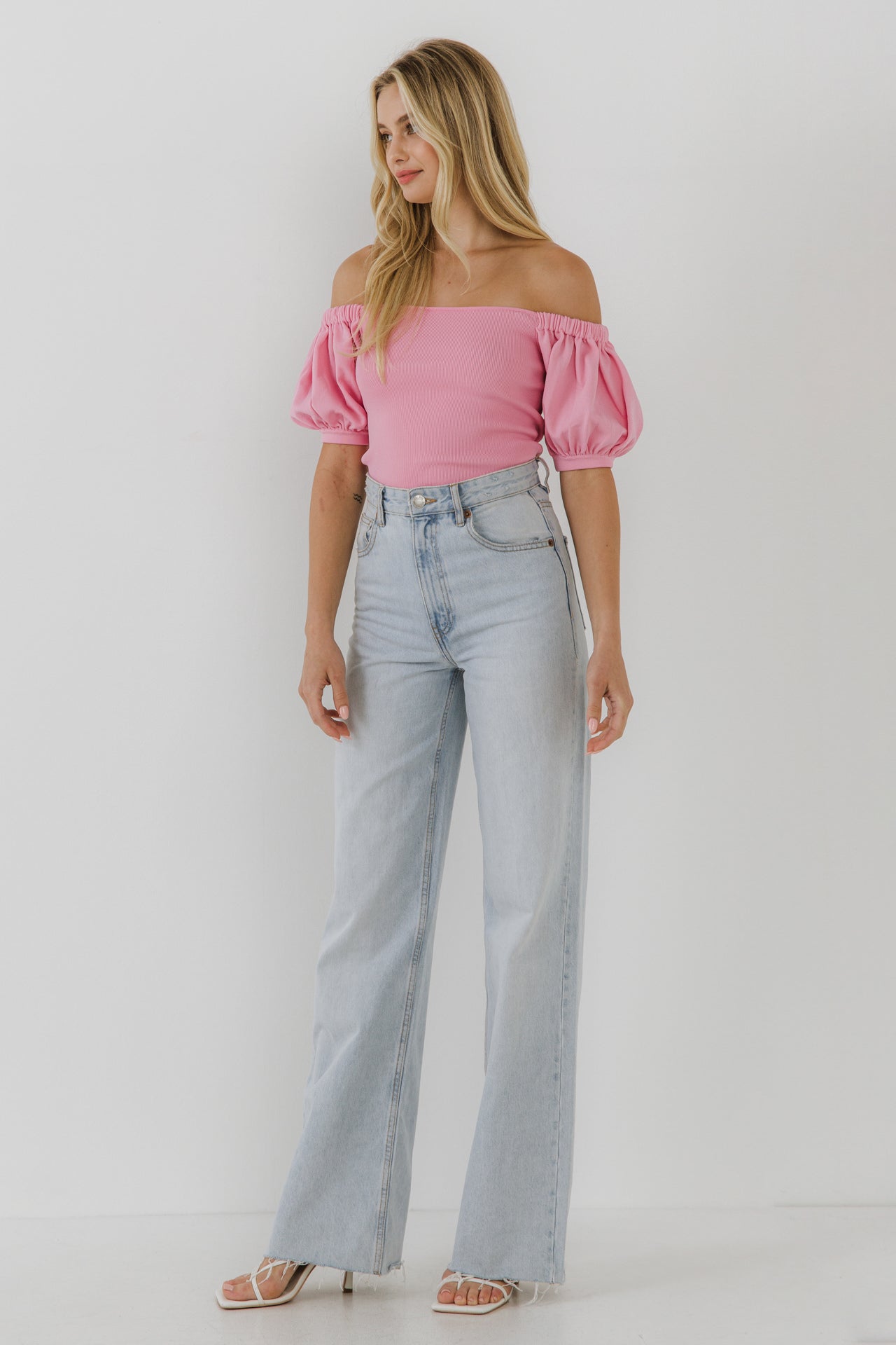 GREY LAB - Knitted Top With Puff Sleeves - TOPS available at Objectrare