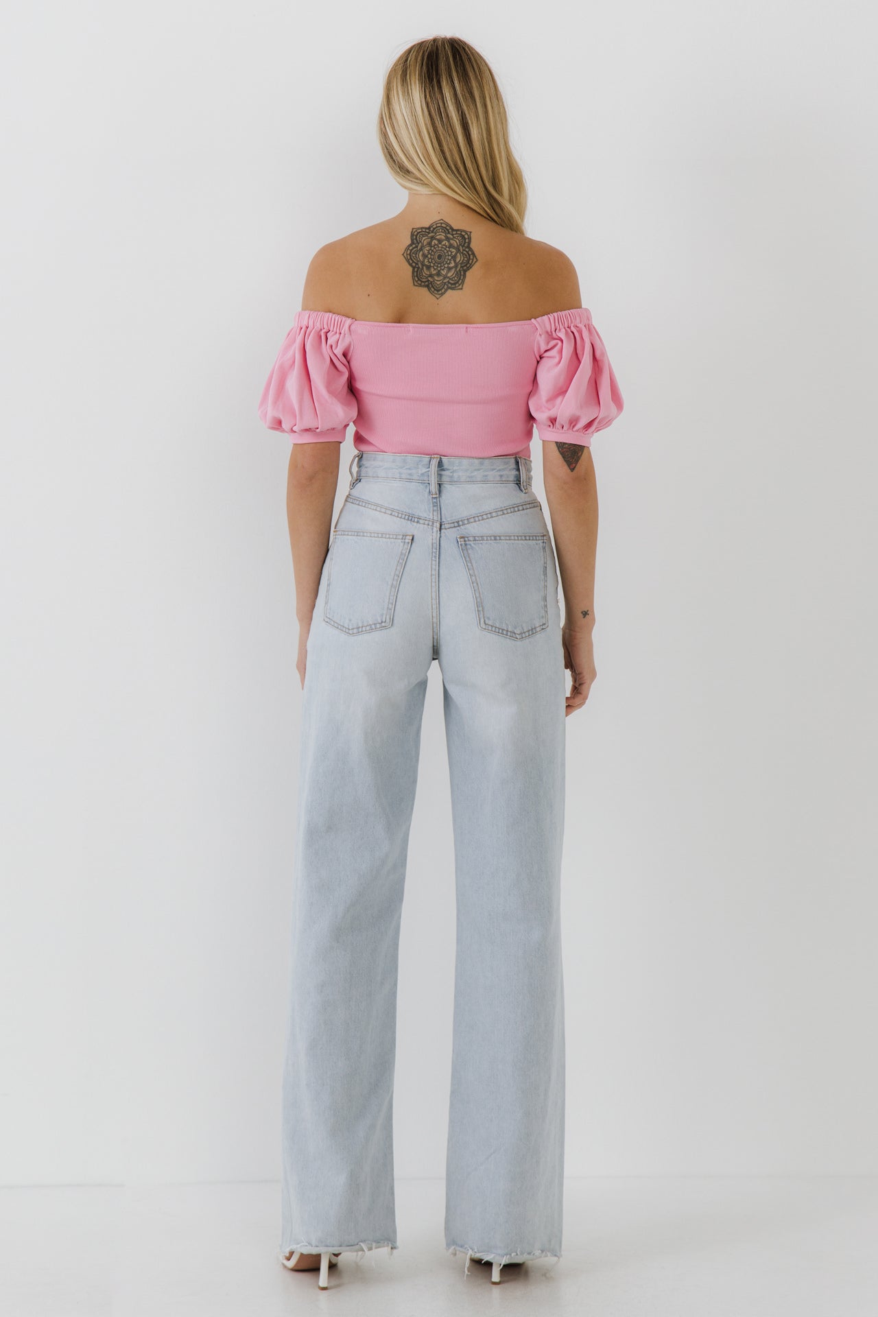 GREY LAB - Knitted Top With Puff Sleeves - TOPS available at Objectrare