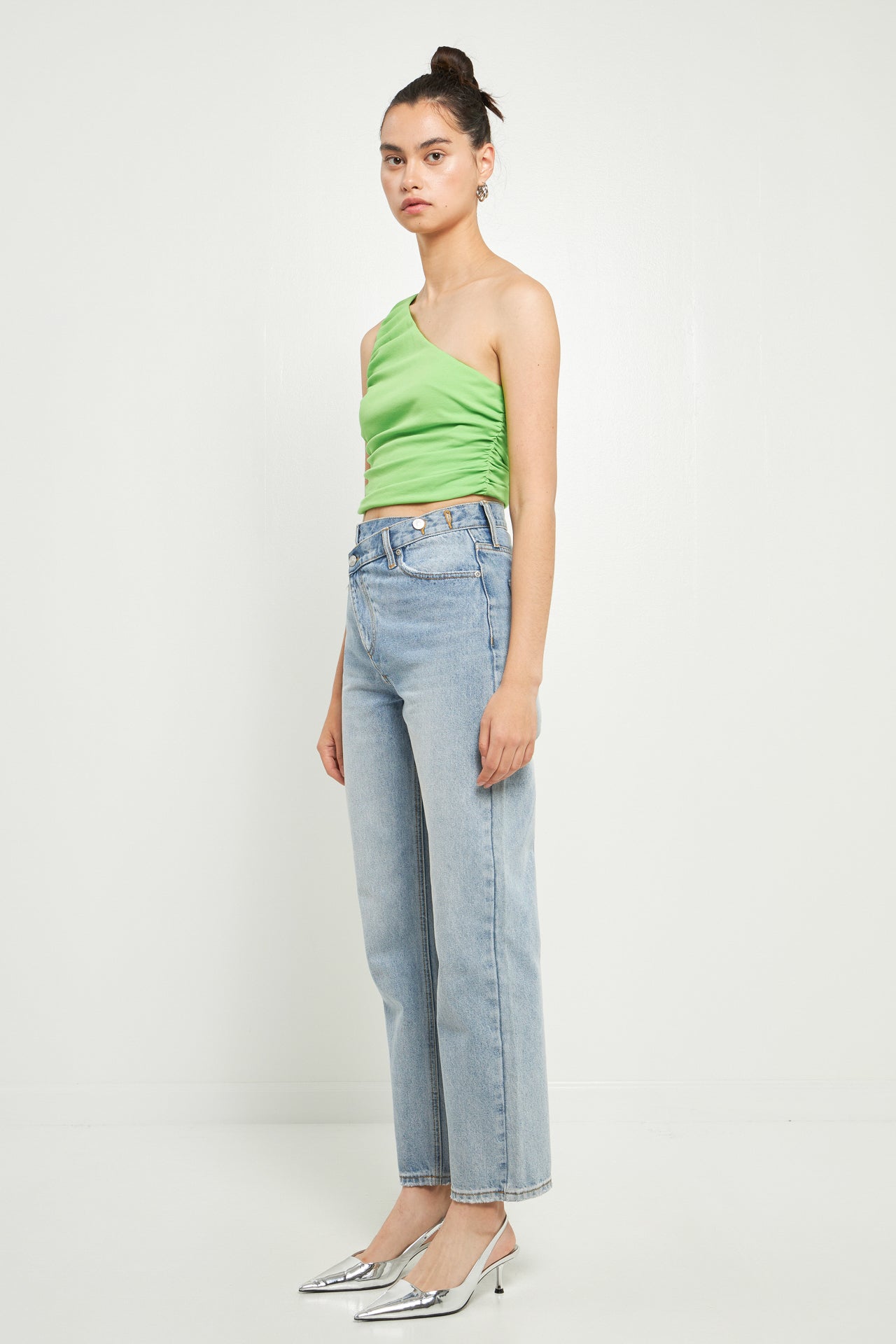 GREY LAB - Ruched One Shoulder Crop Top - TOPS available at Objectrare