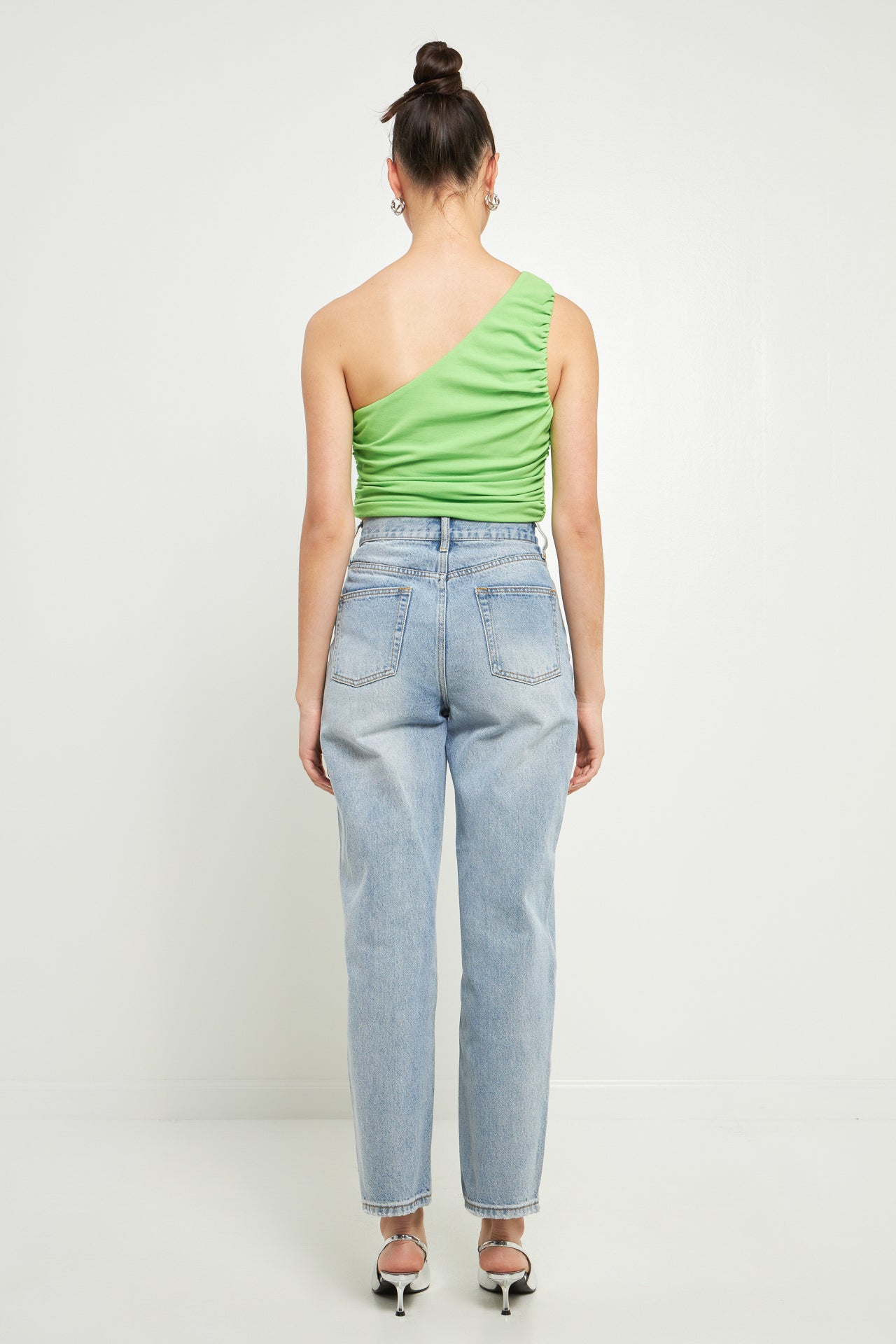 GREY LAB - Ruched One Shoulder Crop Top - TOPS available at Objectrare