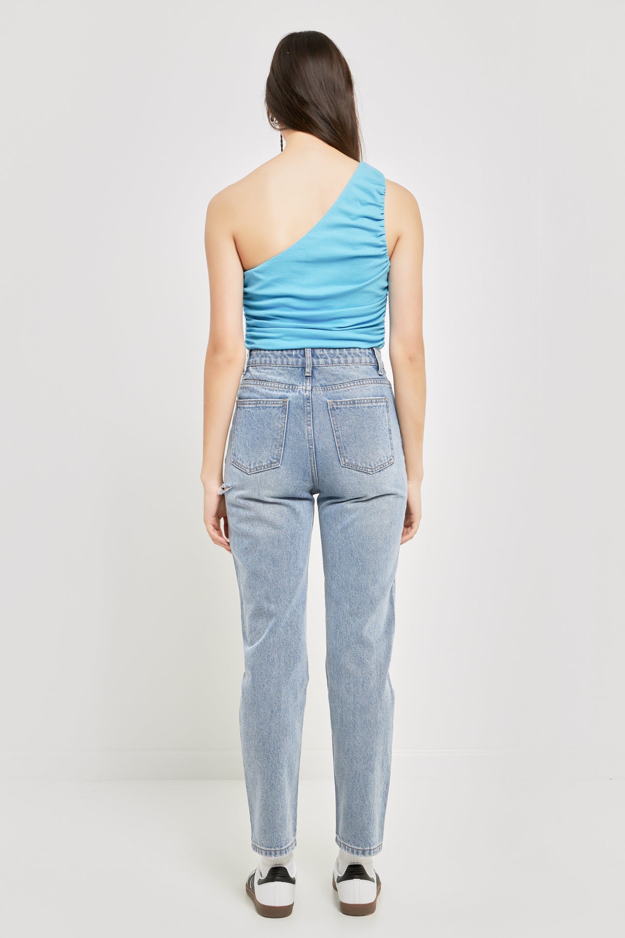 GREY LAB - Ruched One Shoulder Crop Top - TOPS available at Objectrare