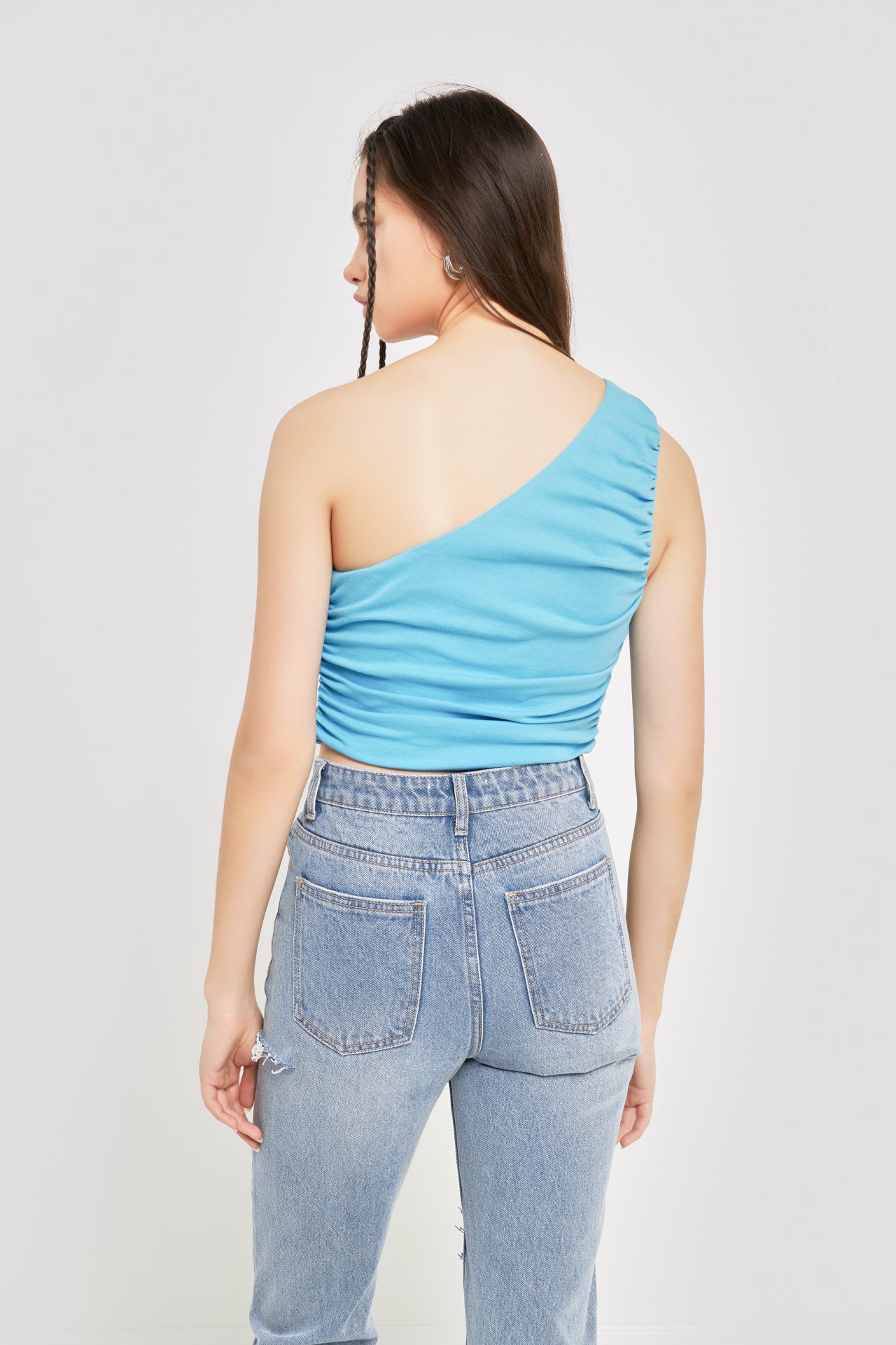 GREY LAB - Ruched One Shoulder Crop Top - TOPS available at Objectrare