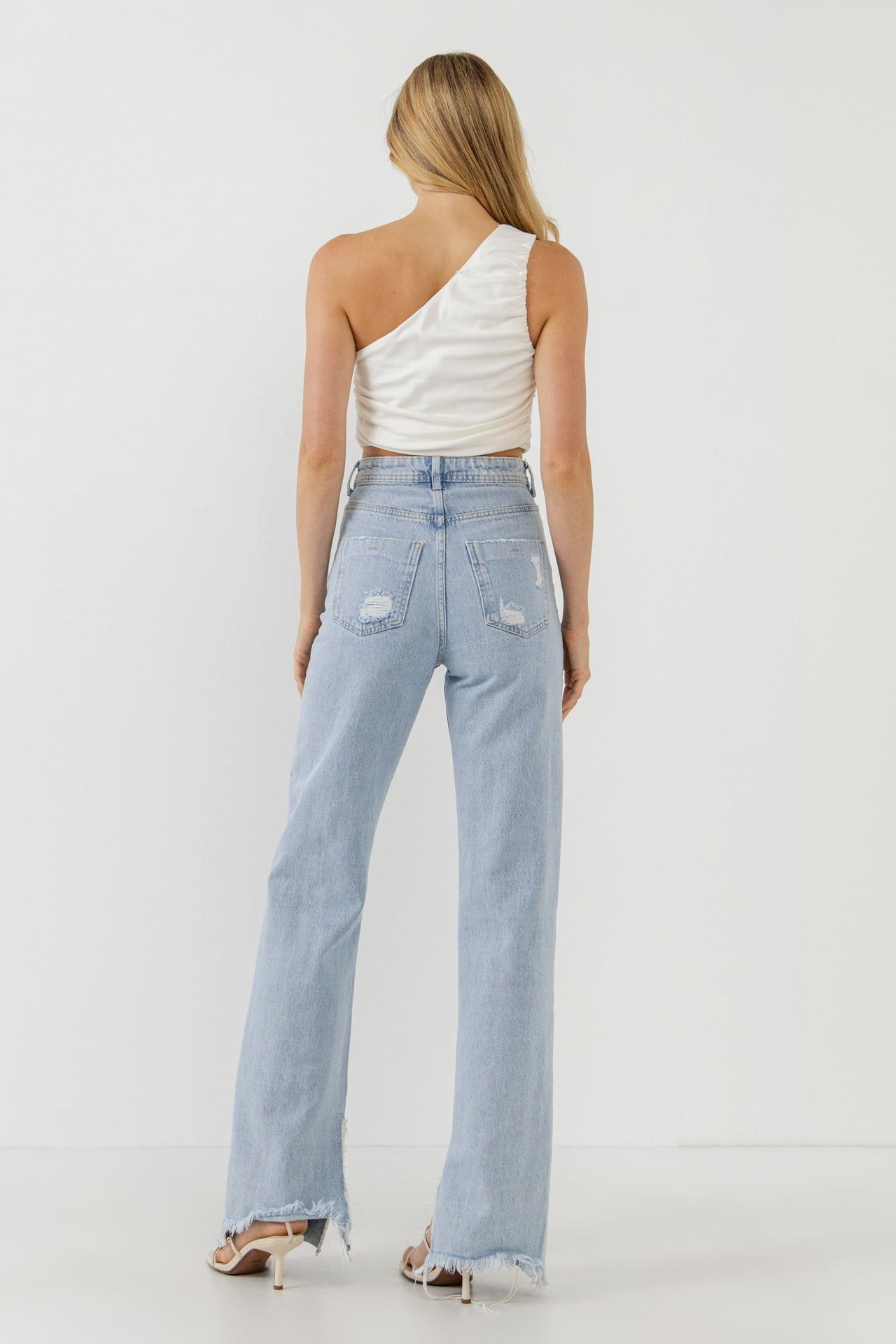 GREY LAB - Ruched One Shoulder Crop Top - TOPS available at Objectrare