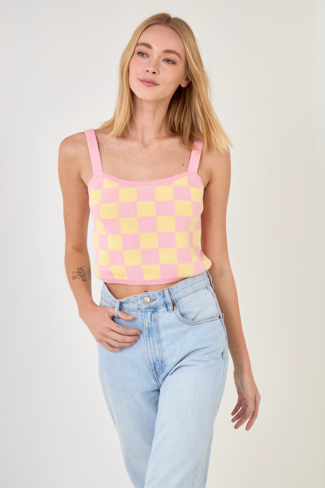 ENGLISH FACTORY - WOMEN CHECKERED KNIT SHIRT - SWEATERS & KNITS available at Objectrare