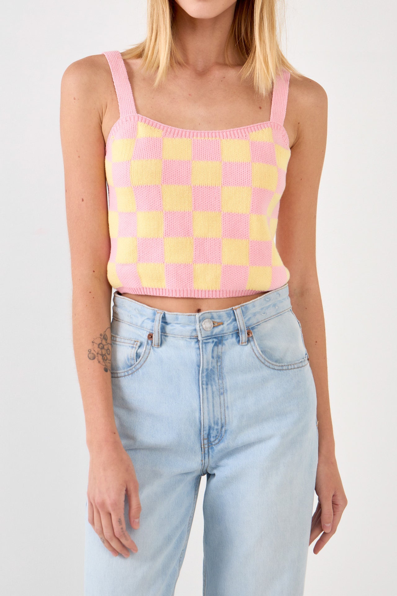 ENGLISH FACTORY - WOMEN CHECKERED KNIT SHIRT - SWEATERS & KNITS available at Objectrare