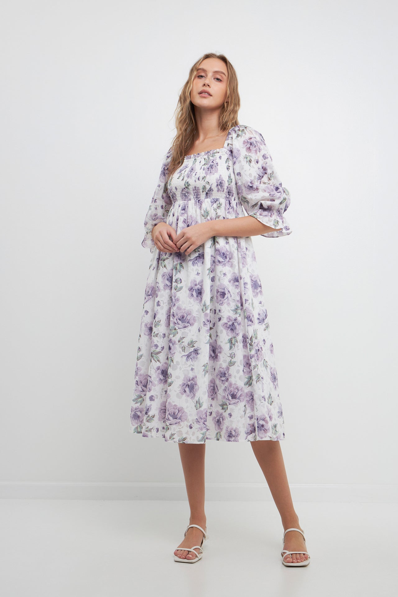 FREE THE ROSES - Floral Smocked Midi Dress - DRESSES available at Objectrare