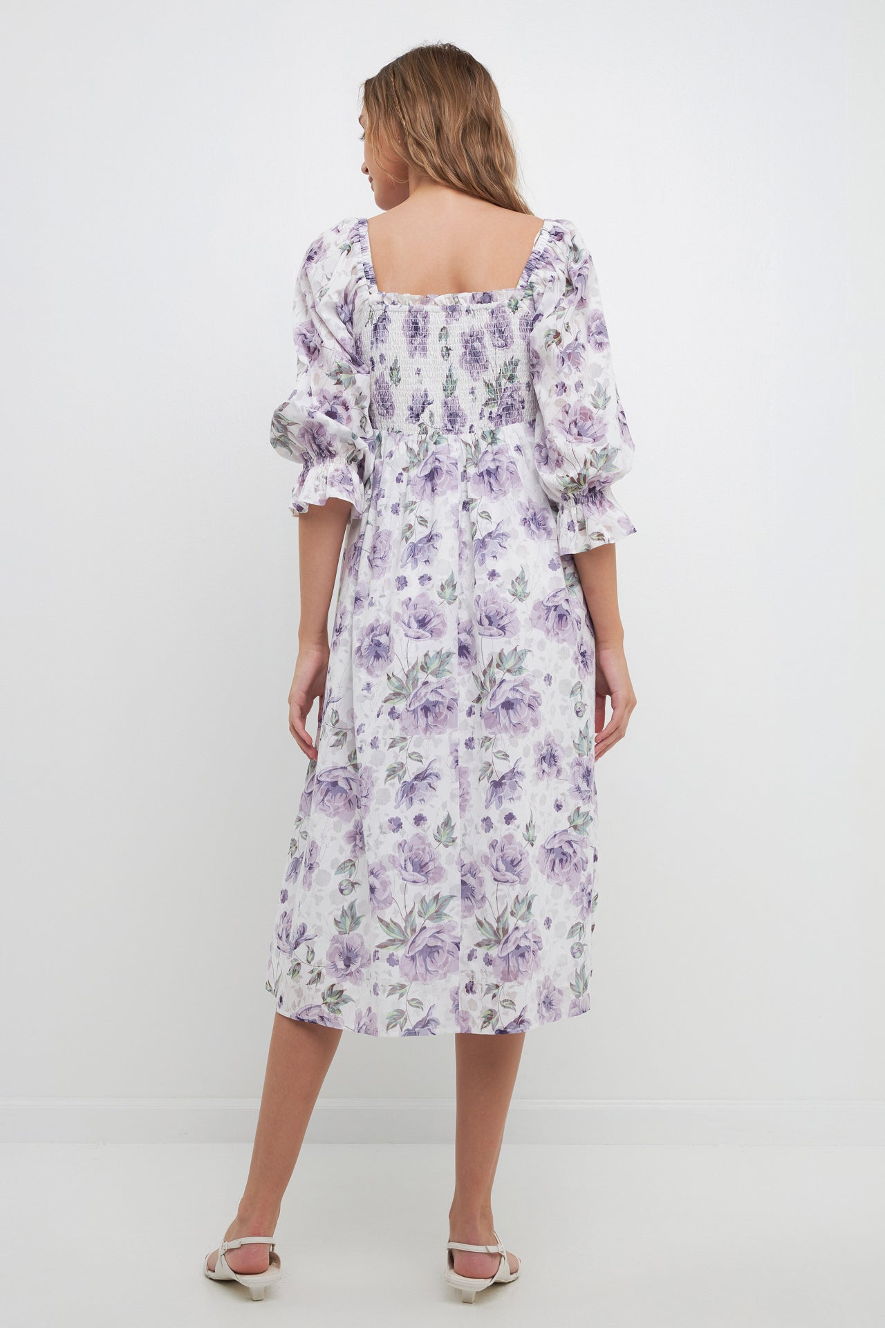 FREE THE ROSES - Floral Smocked Midi Dress - DRESSES available at Objectrare