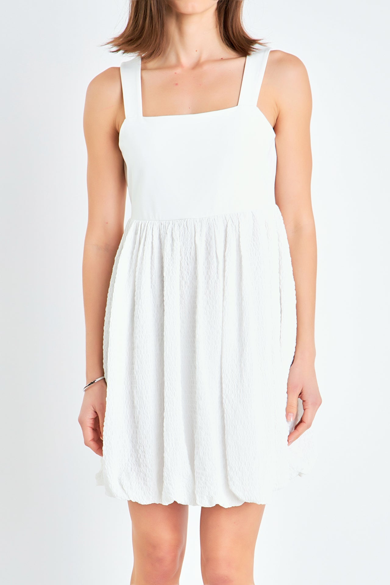 ENGLISH FACTORY - Mix Media Balloon Hem Mini Dress - DRESSES available at Objectrare