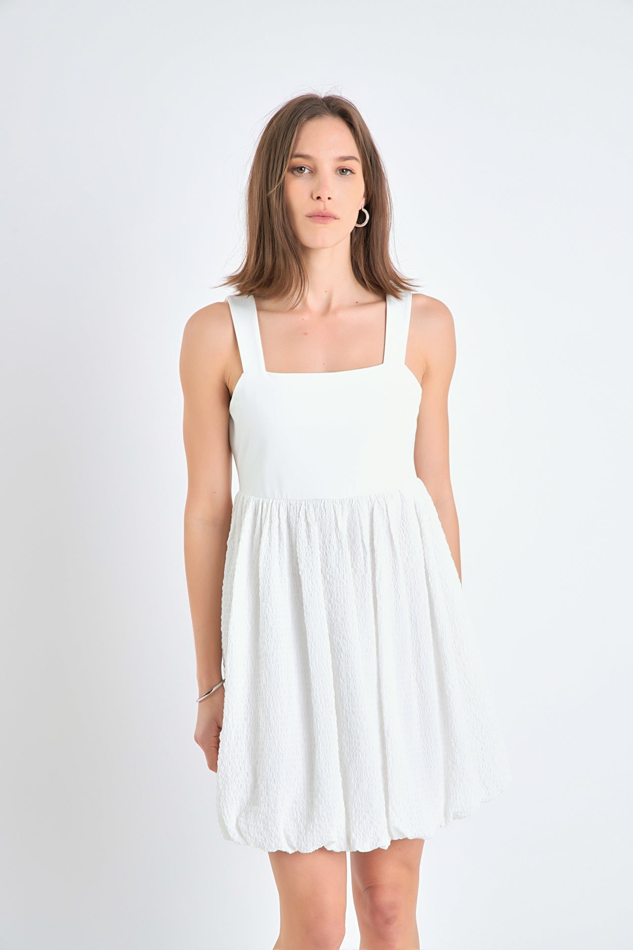 ENGLISH FACTORY - Mix Media Balloon Hem Mini Dress - DRESSES available at Objectrare