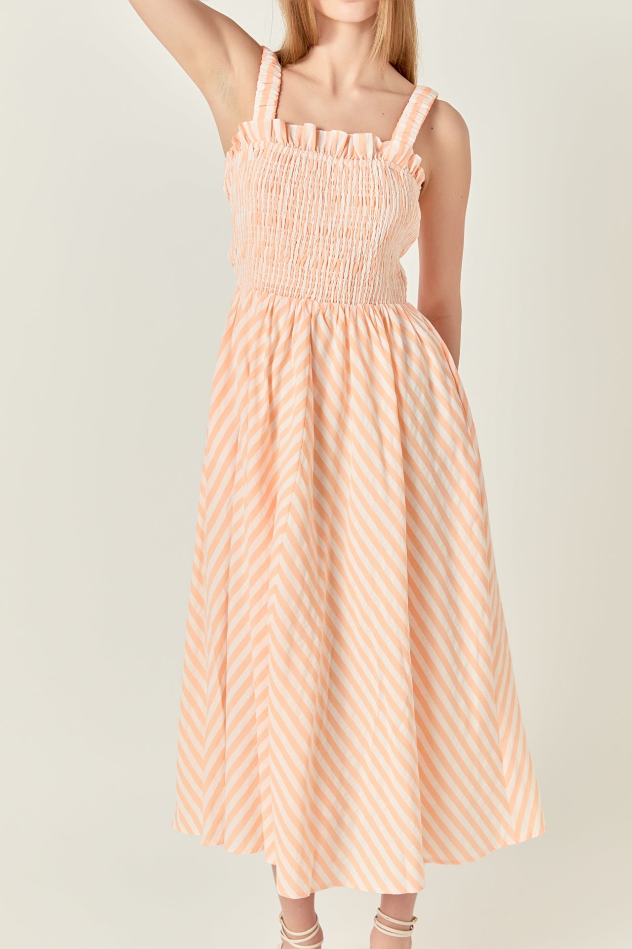 ENGLISH FACTORY - Striped Smocked Midi Dress - DRESSES available at Objectrare