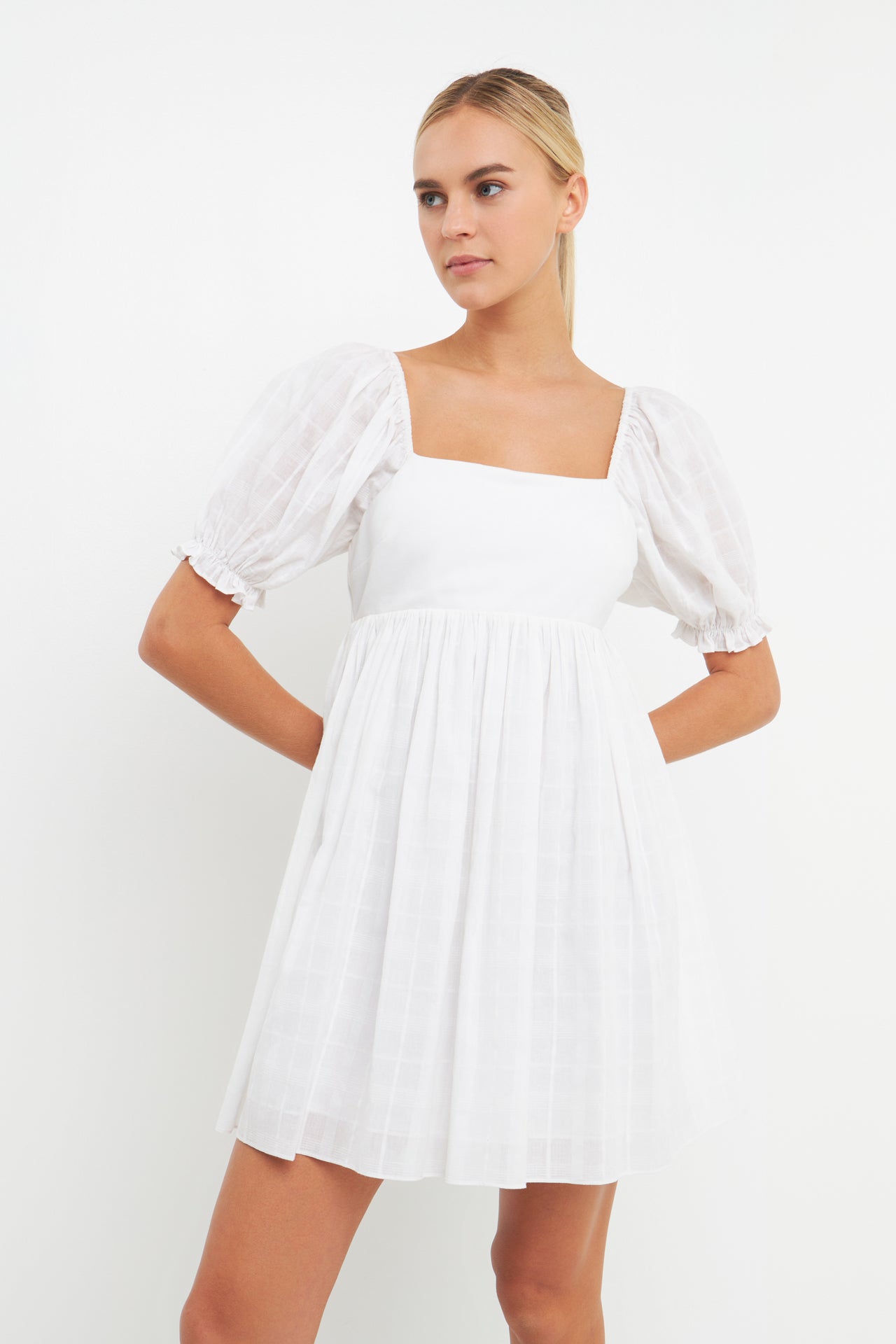 Mix Media Square Neck Mini Dress