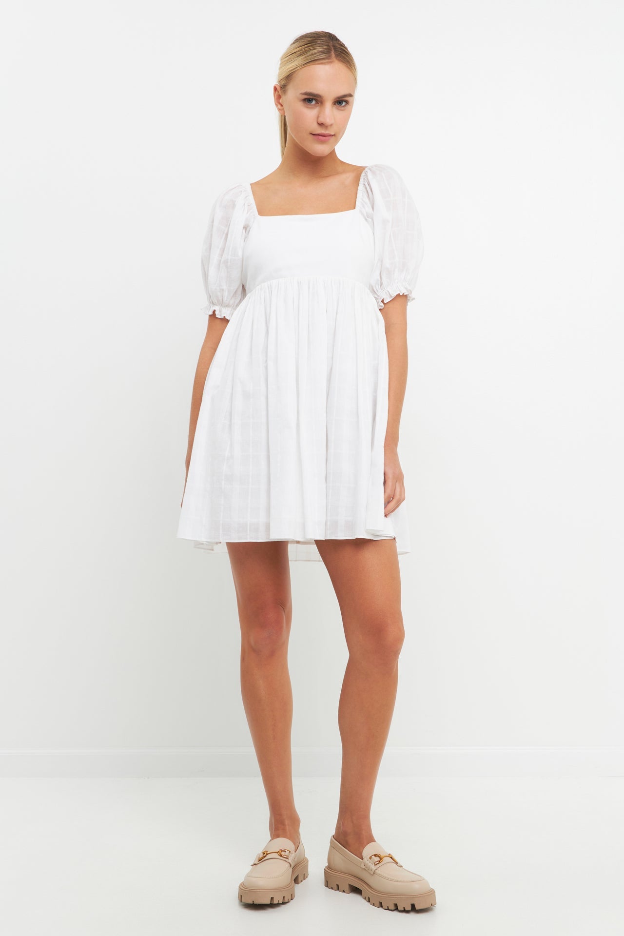 Mix Media Square Neck Mini Dress