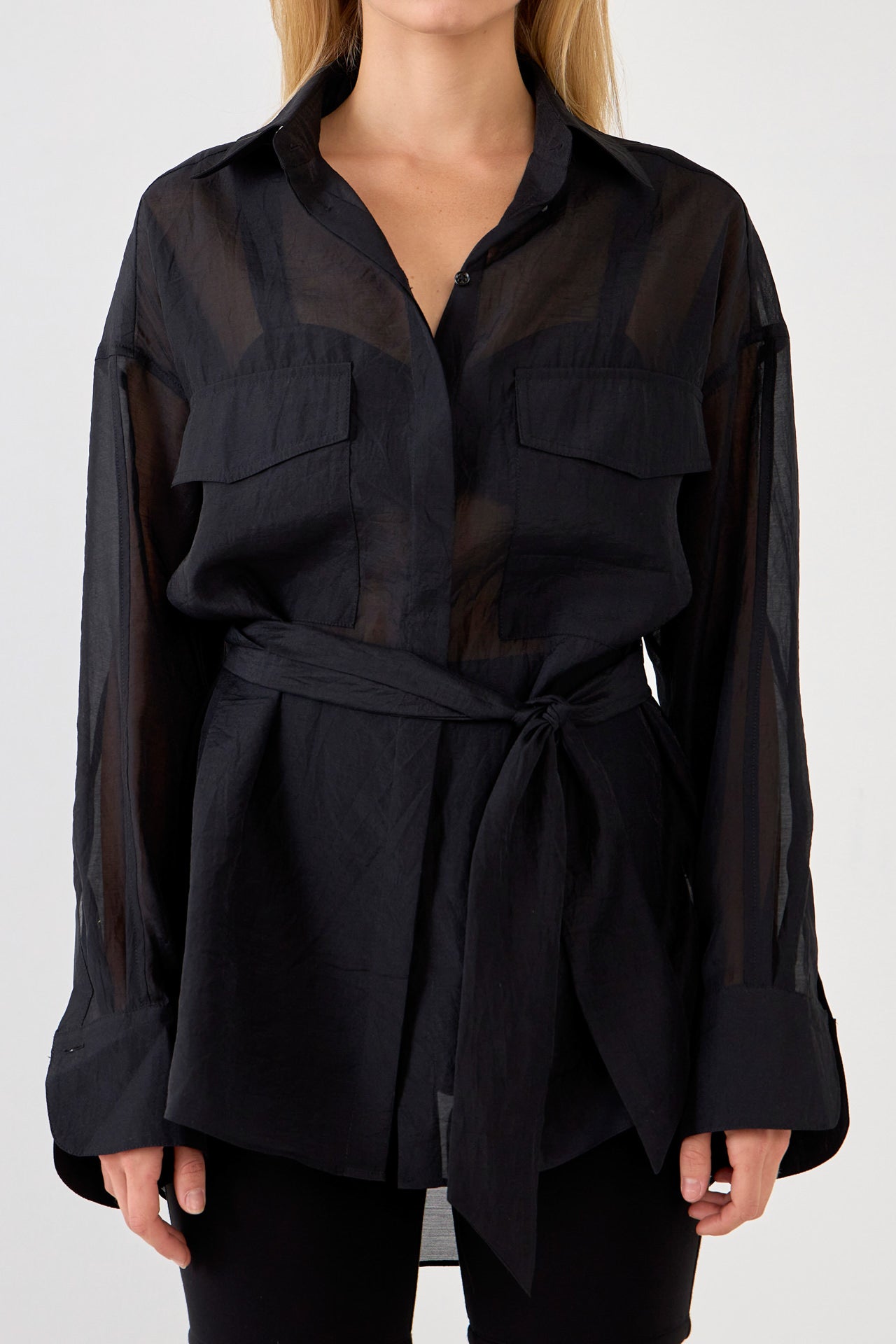 GREY LAB - Sheer Overshirt - TOPS available at Objectrare