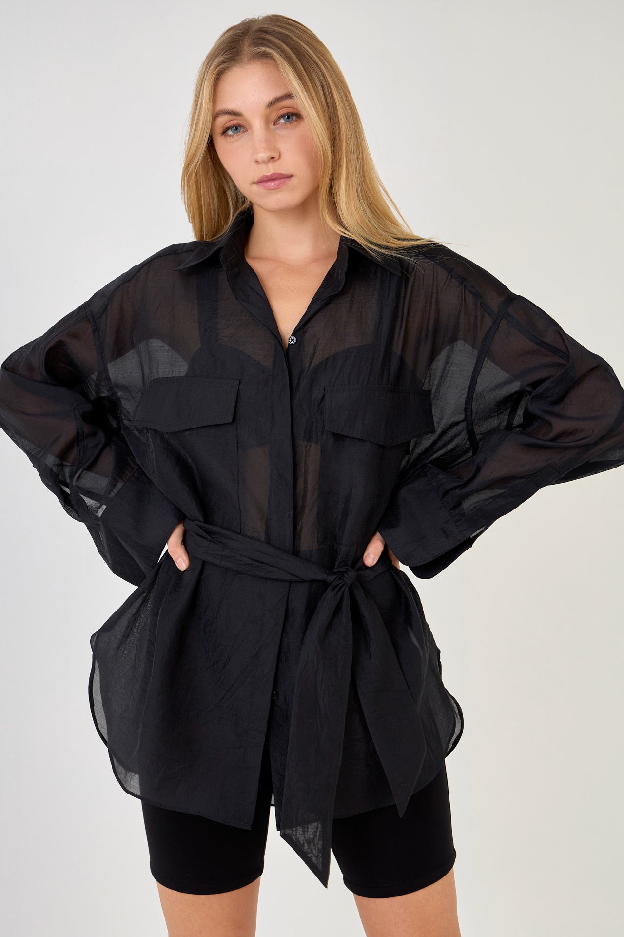GREY LAB - Sheer Overshirt - TOPS available at Objectrare