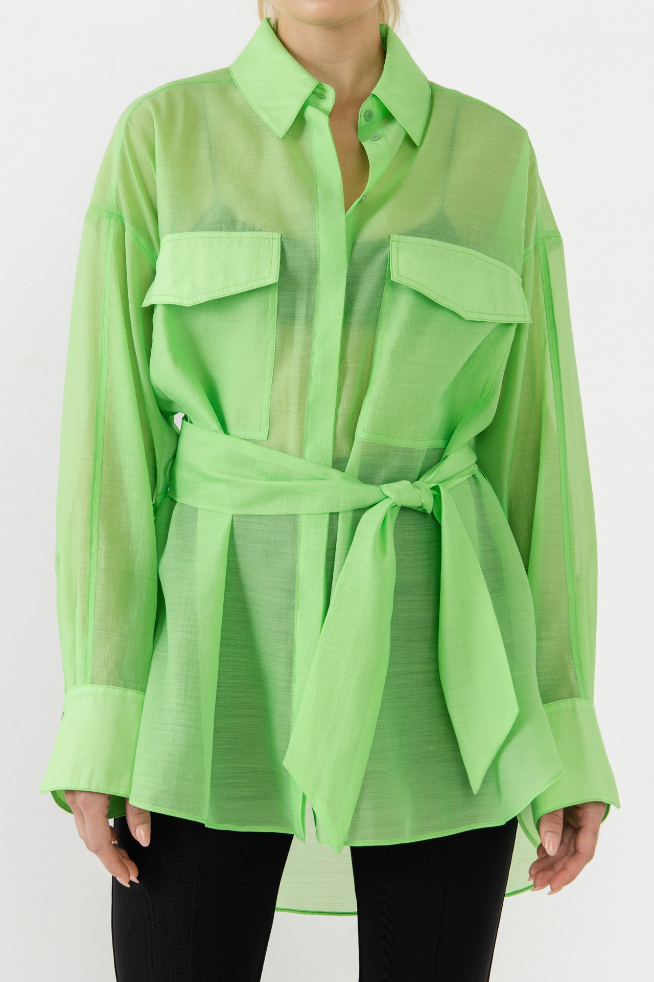 GREY LAB - Sheer Overshirt - TOPS available at Objectrare