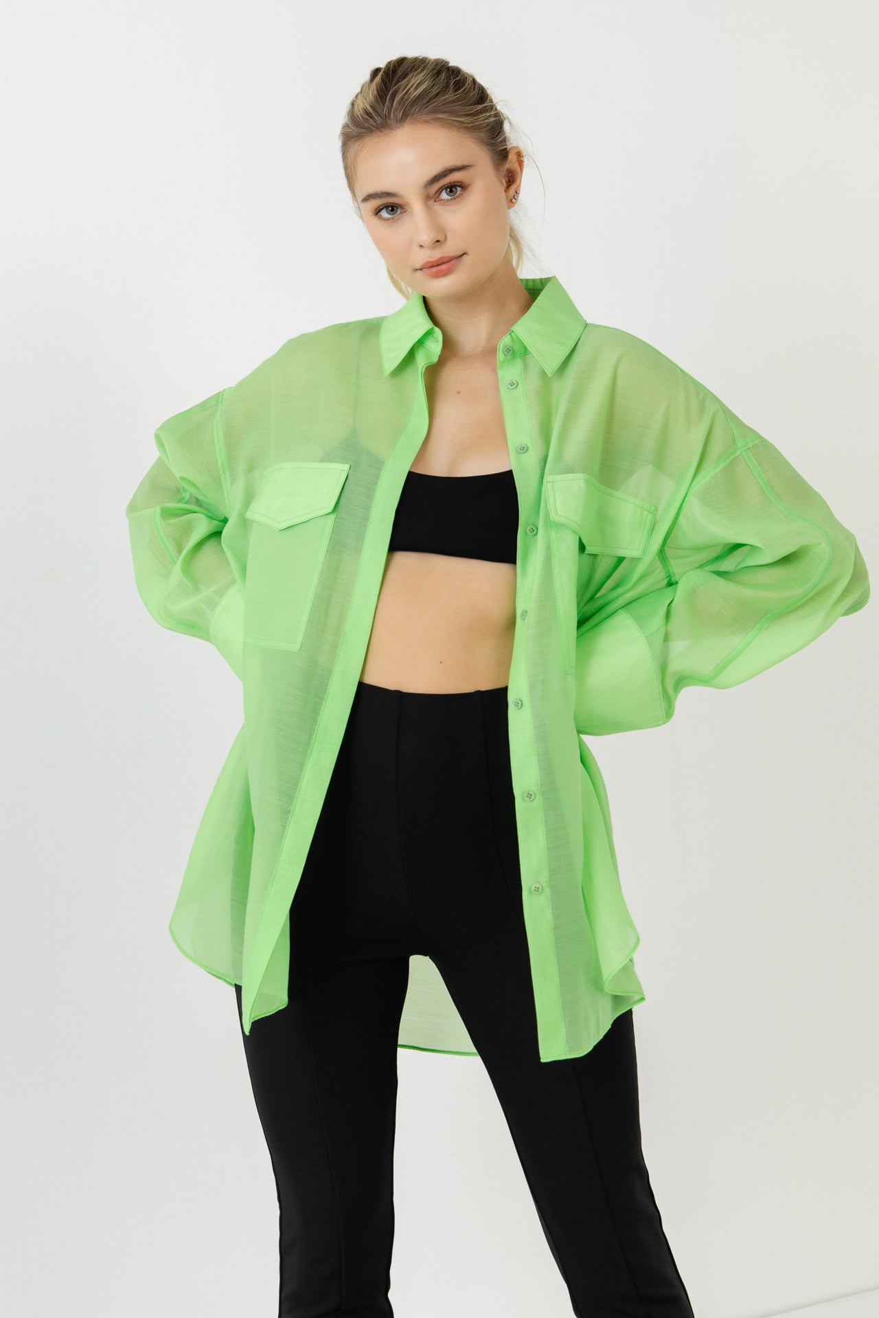 GREY LAB - Sheer Overshirt - TOPS available at Objectrare
