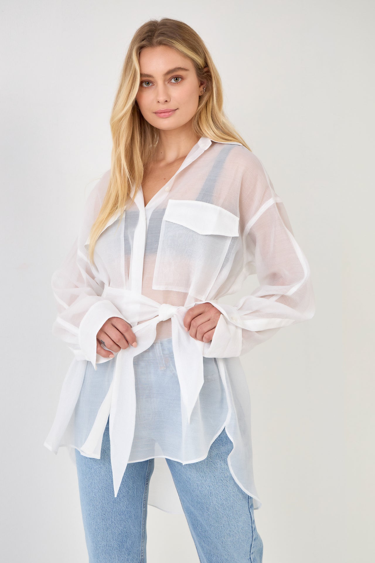 GREY LAB - Sheer Overshirt - TOPS available at Objectrare