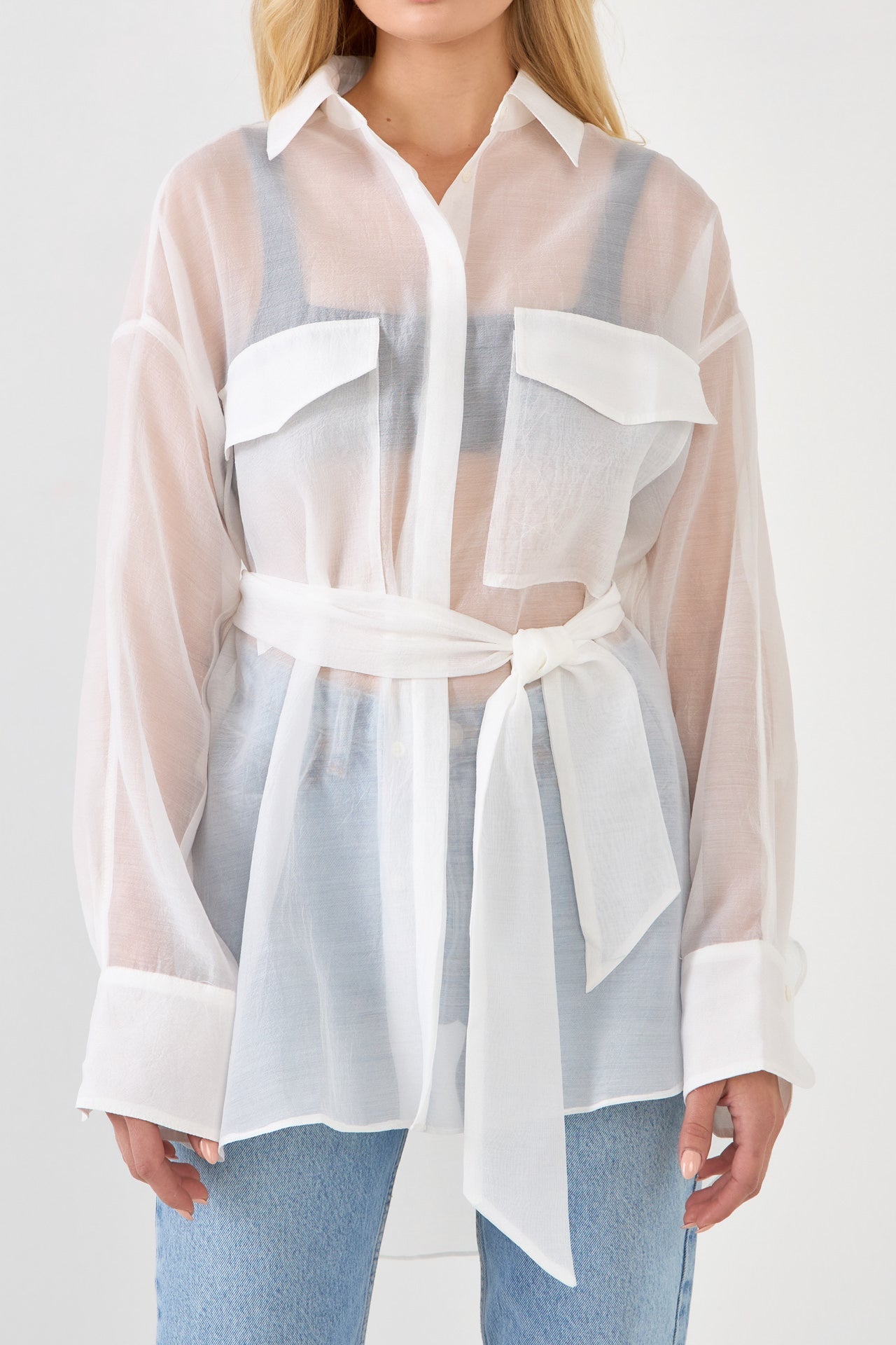 GREY LAB - Sheer Overshirt - TOPS available at Objectrare