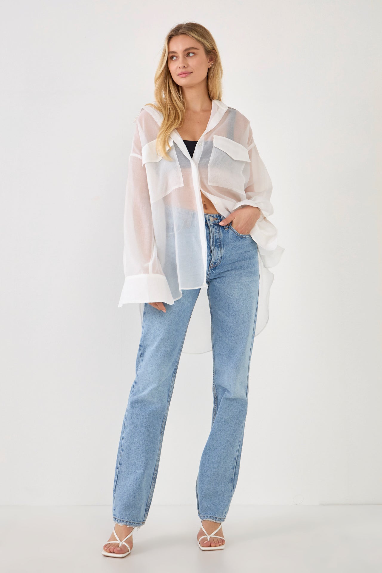 GREY LAB - Sheer Overshirt - TOPS available at Objectrare