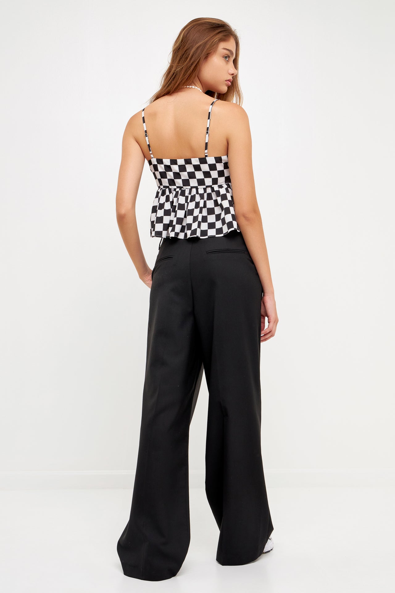 GREY LAB - Knotted Checker Print Top - TOPS available at Objectrare