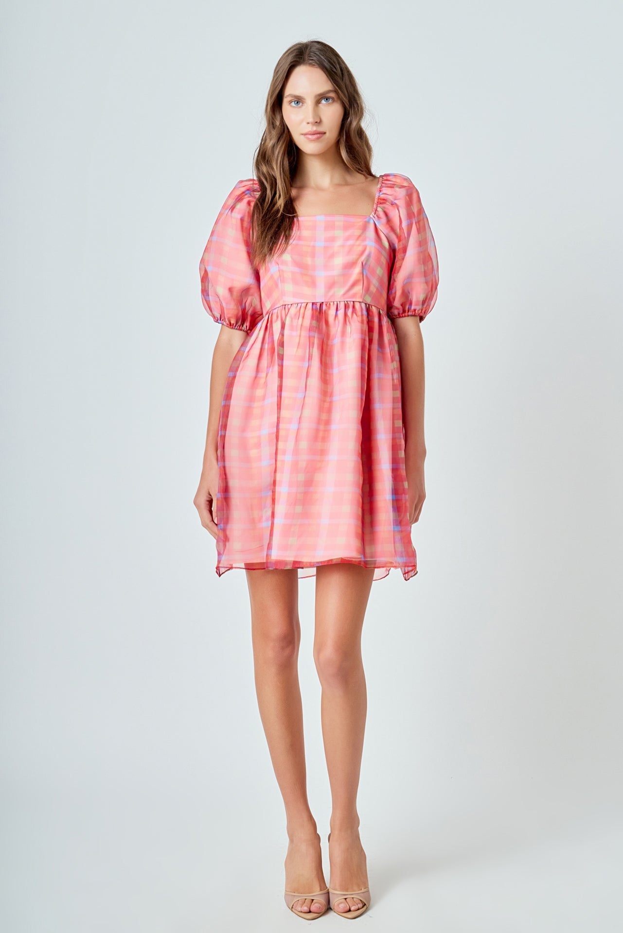 ENDLESS ROSE - Checker Puff Mini Dress - DRESSES available at Objectrare
